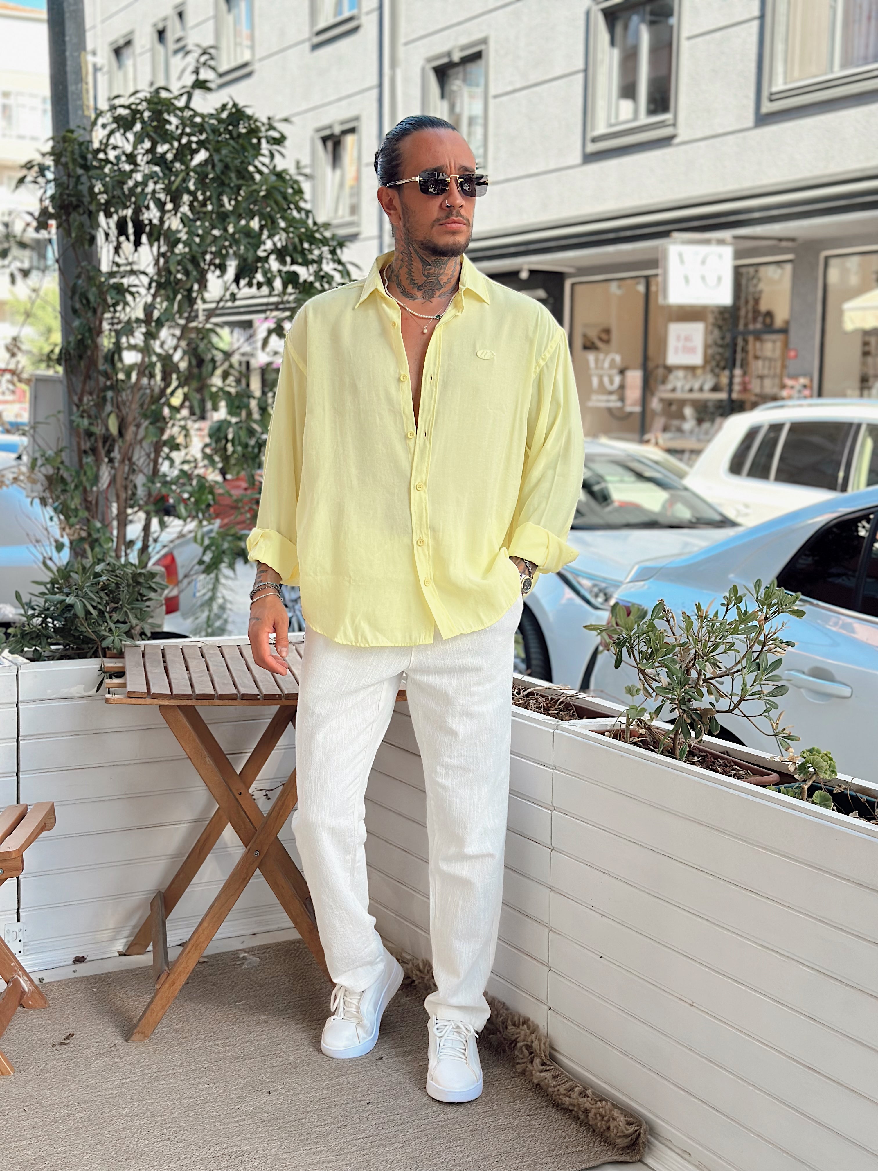 MG3105 - Oversize Modal Gömlek sarı