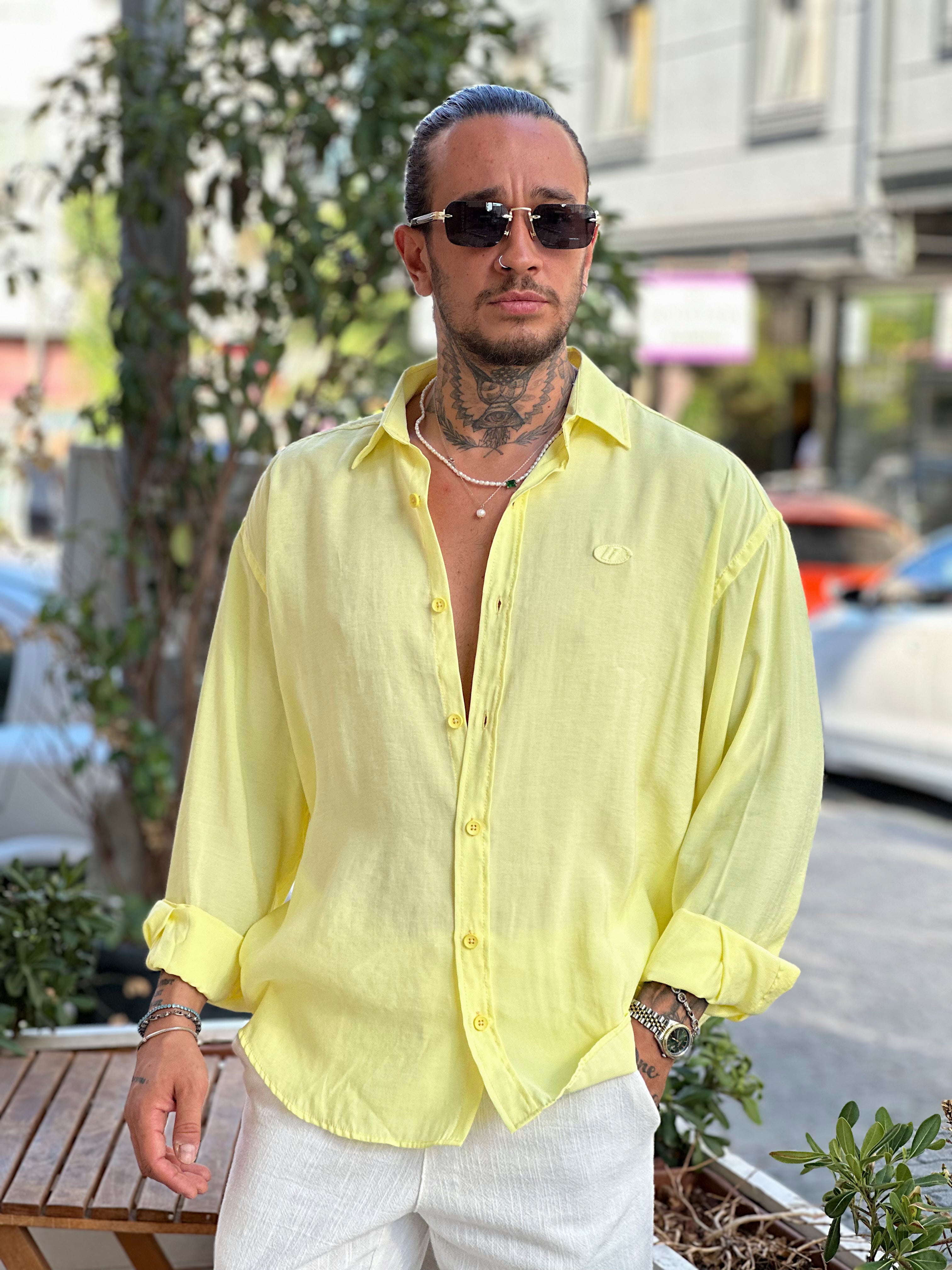 MG3105 - Oversize Modal Gömlek sarı