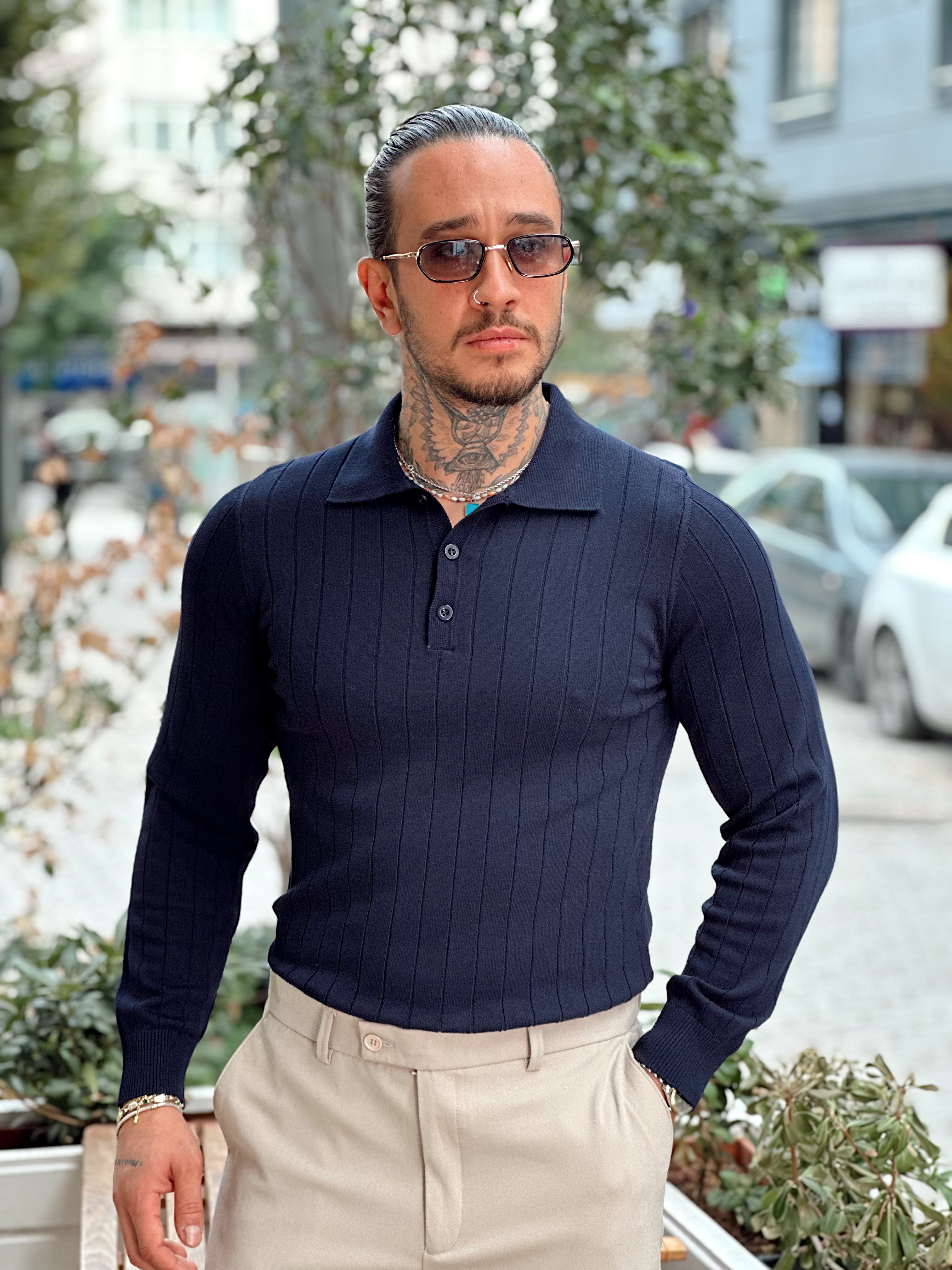 MS4087 - Yakası Düğmeli Fitilli Basic Sweatshirt laci