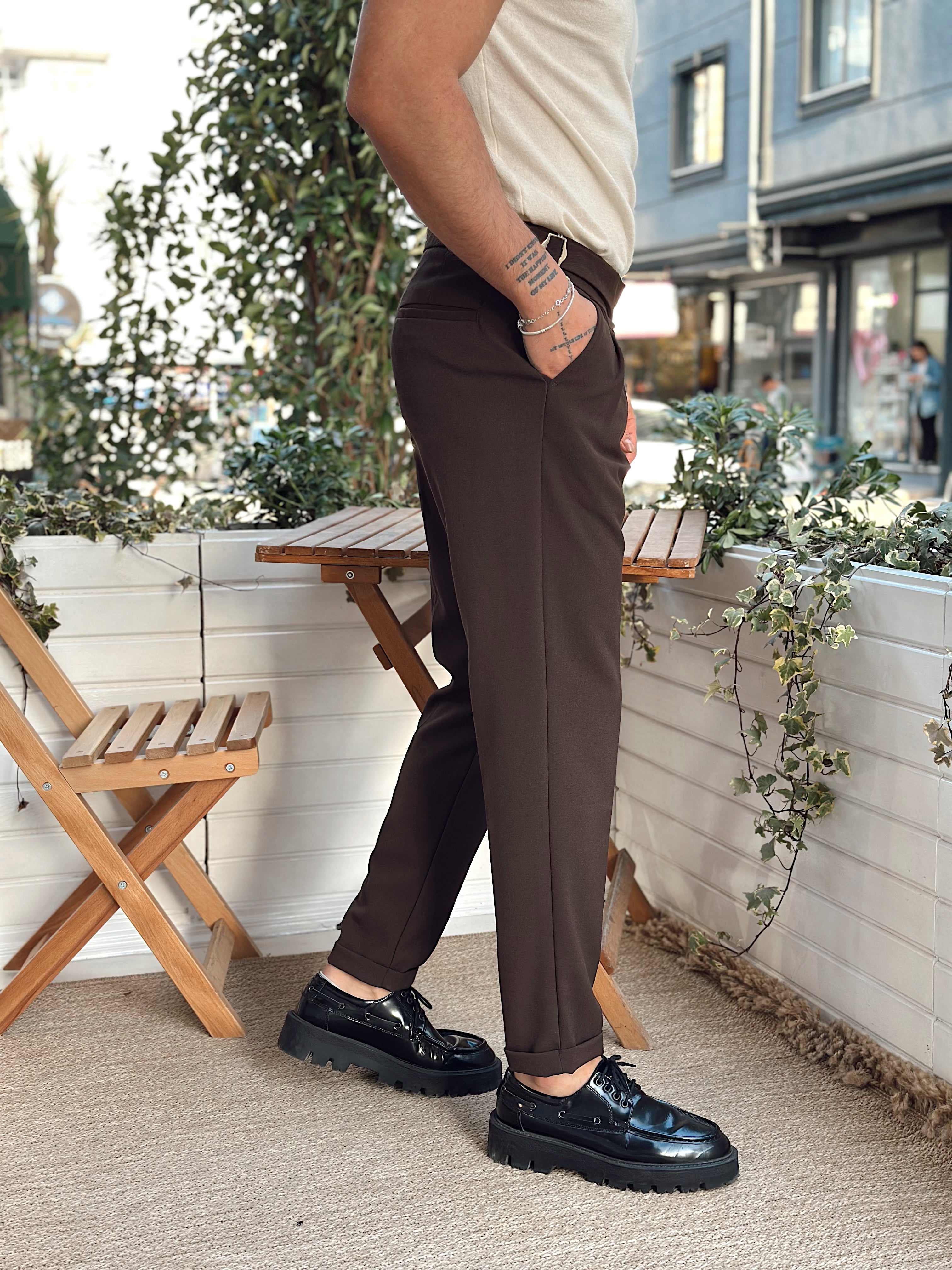 MP2645 - Duble Paça İtalyan Kesim Pantolon Kahve
