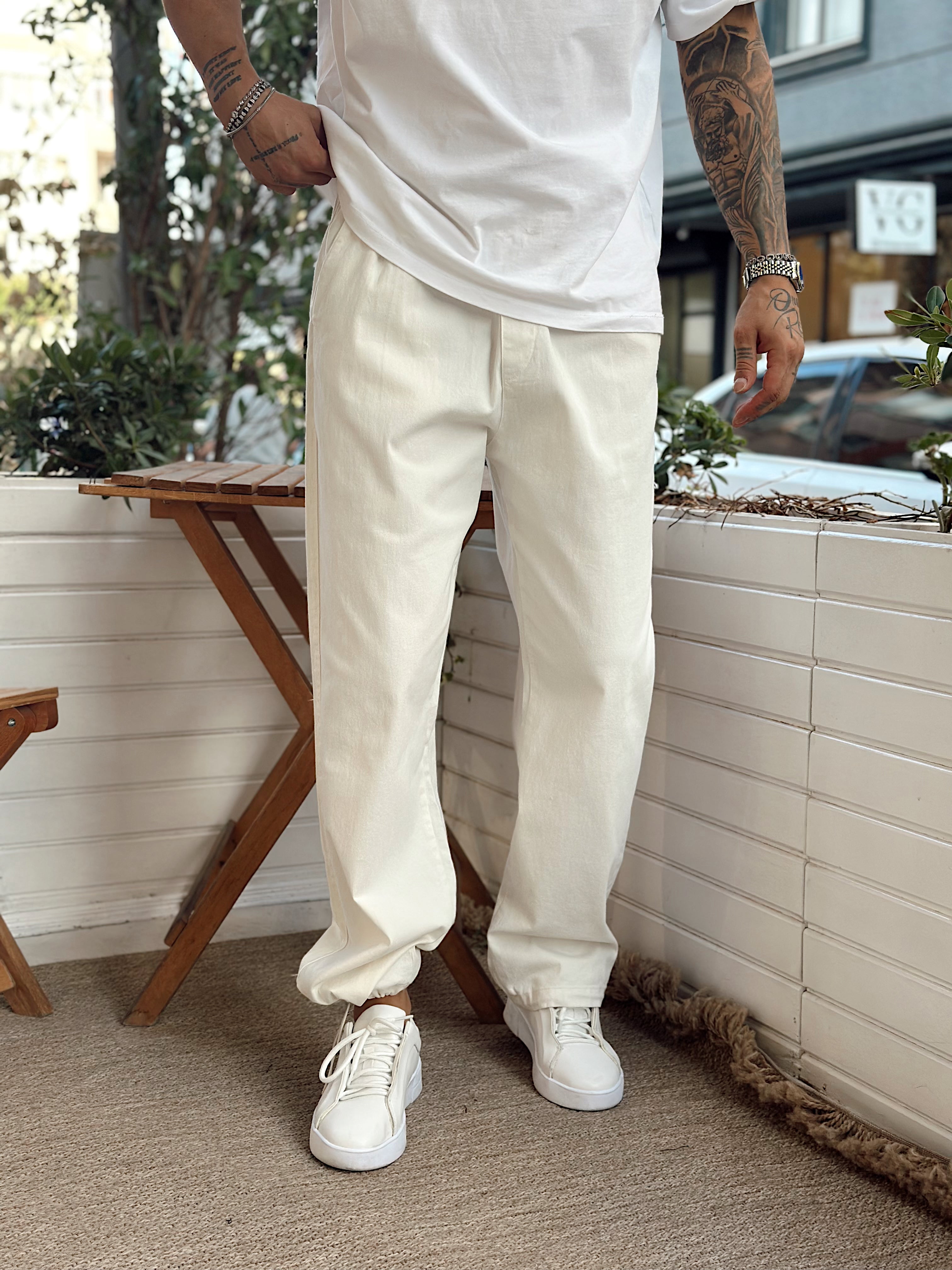 MP3053 - Paçası Ayarlanabilir Gabardin Pantolon krem