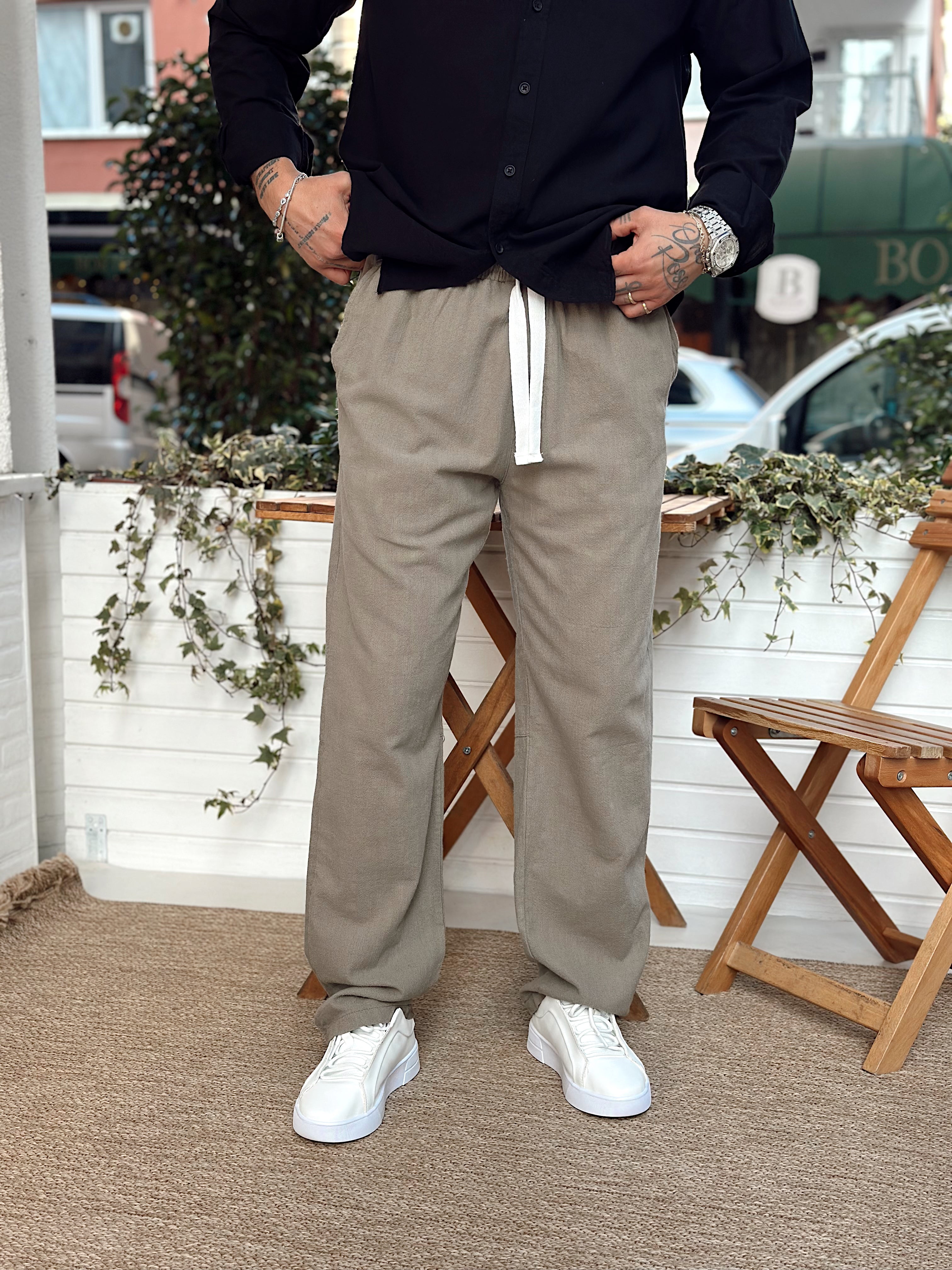 MP2526 - Baggy Keten Pantolon yeşil