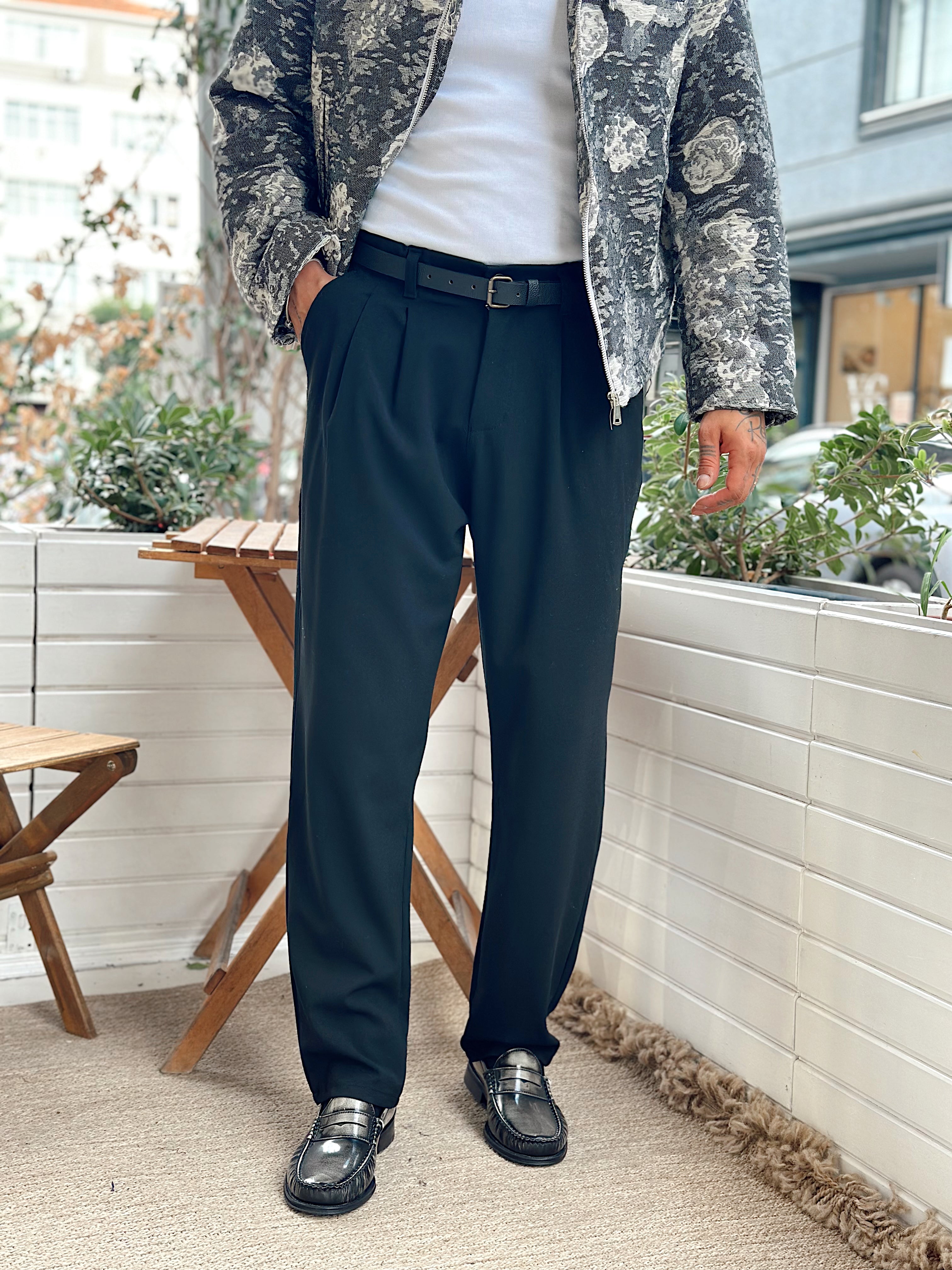 MP4030 - Pileli Baggy Kumaş Pantolon Siyah