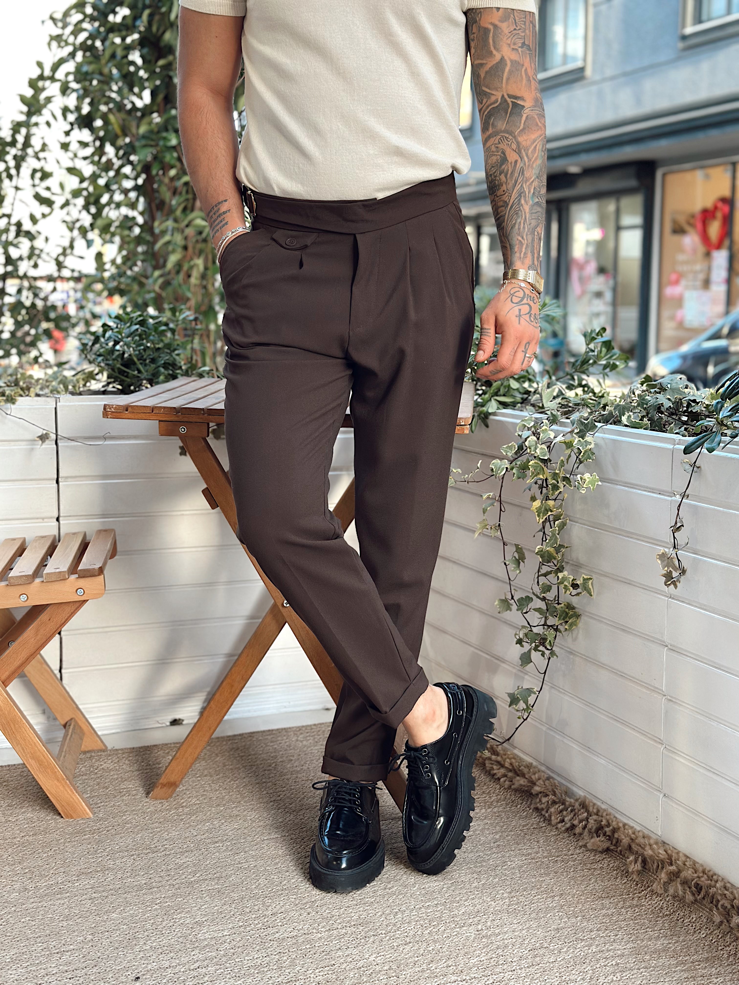 MP2645 - Duble Paça İtalyan Kesim Pantolon Kahve