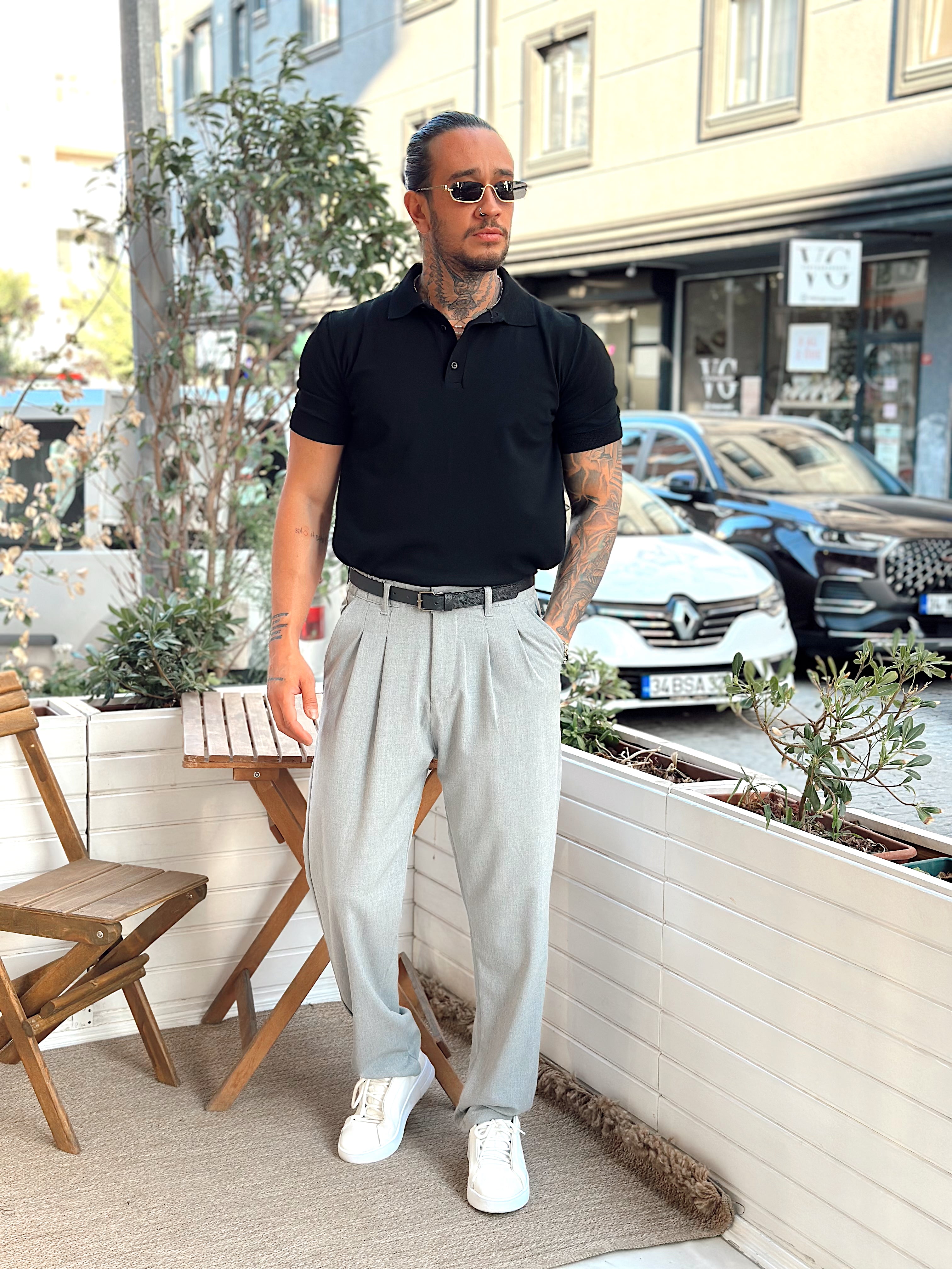 MT3040 - Basic Triko Polo Yaka siyah