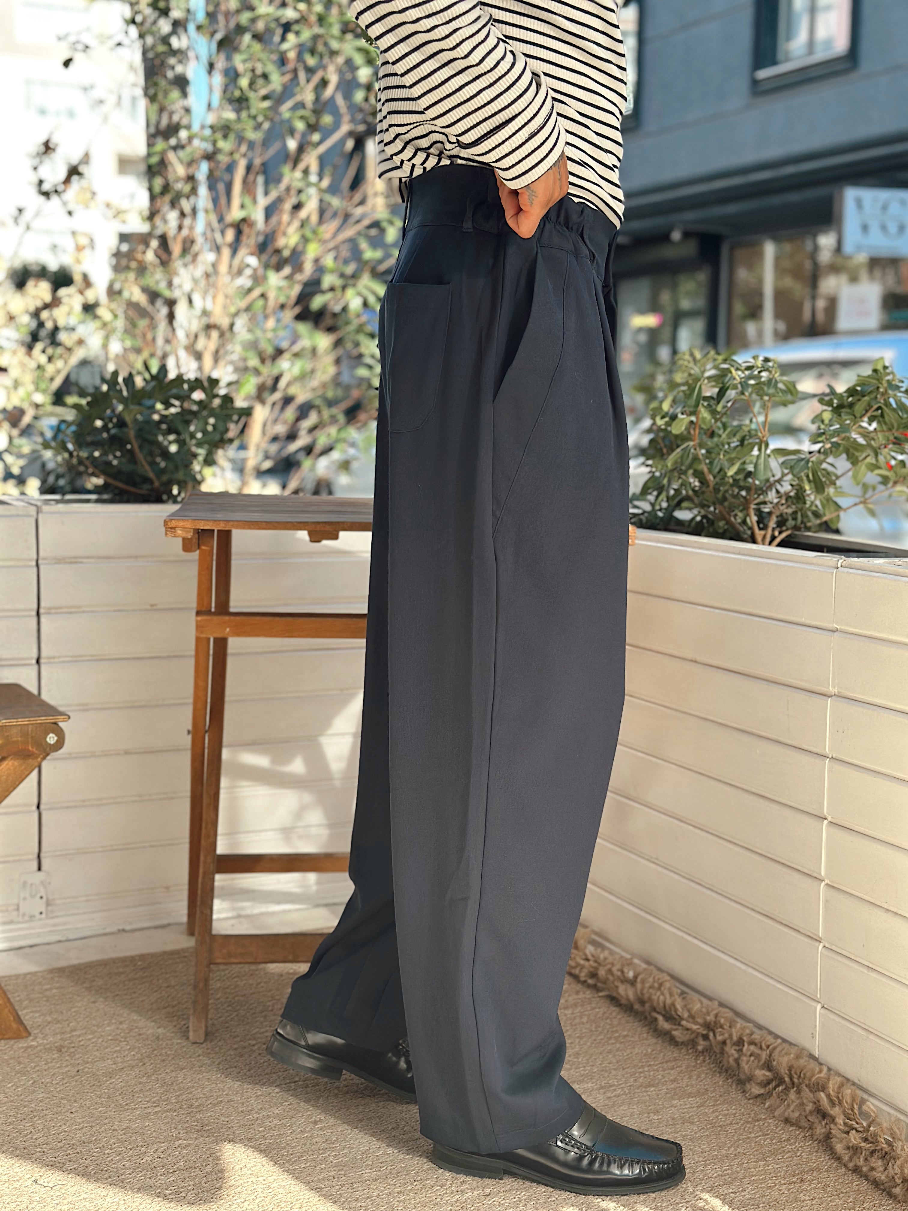 MP4040 - Çift Düğmeli Full Patlı Baggy Pantolon lacivert