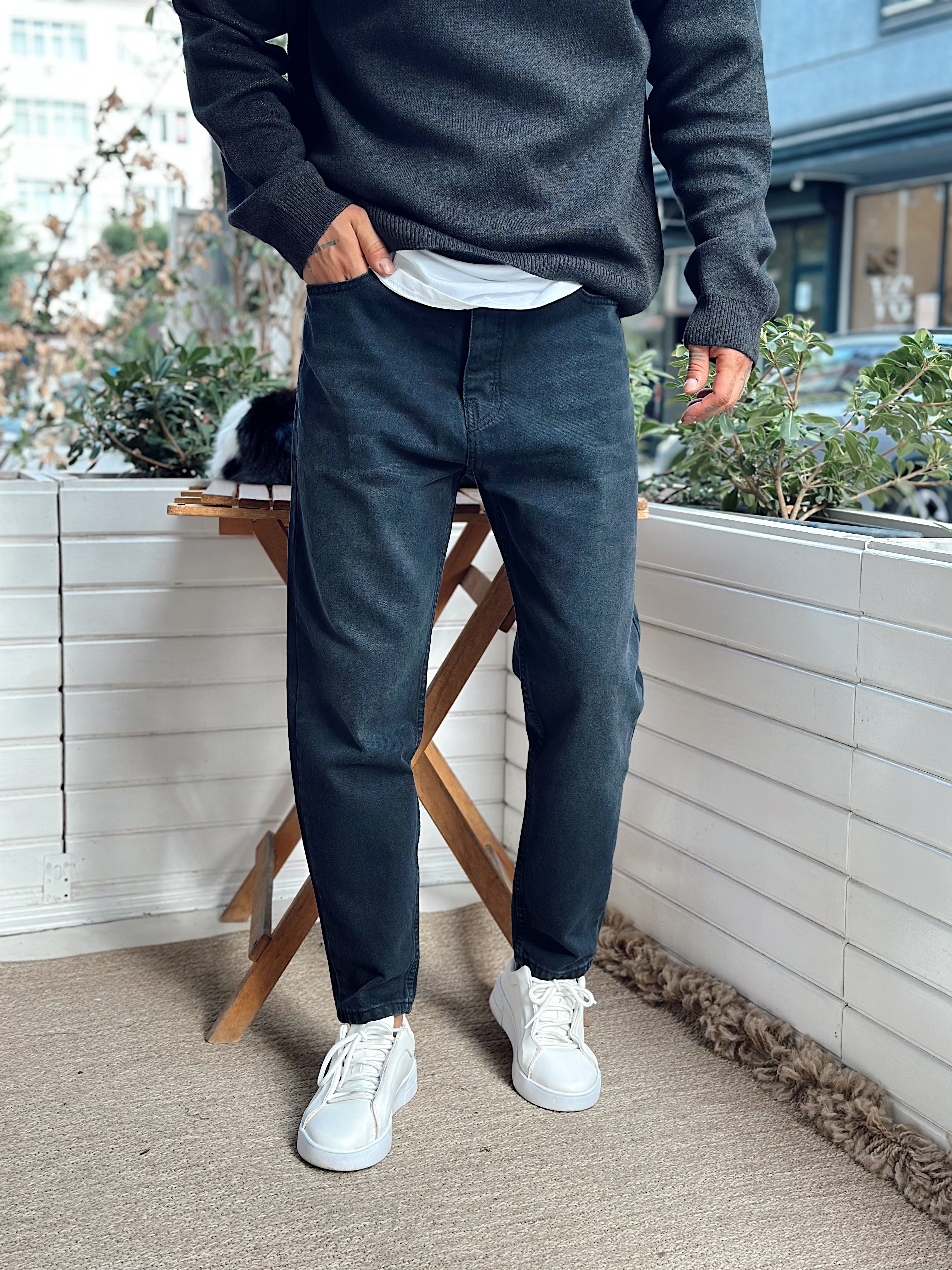 MP4016 - W11 Boyfriend Kot Pantolon SiyahYıkamalı