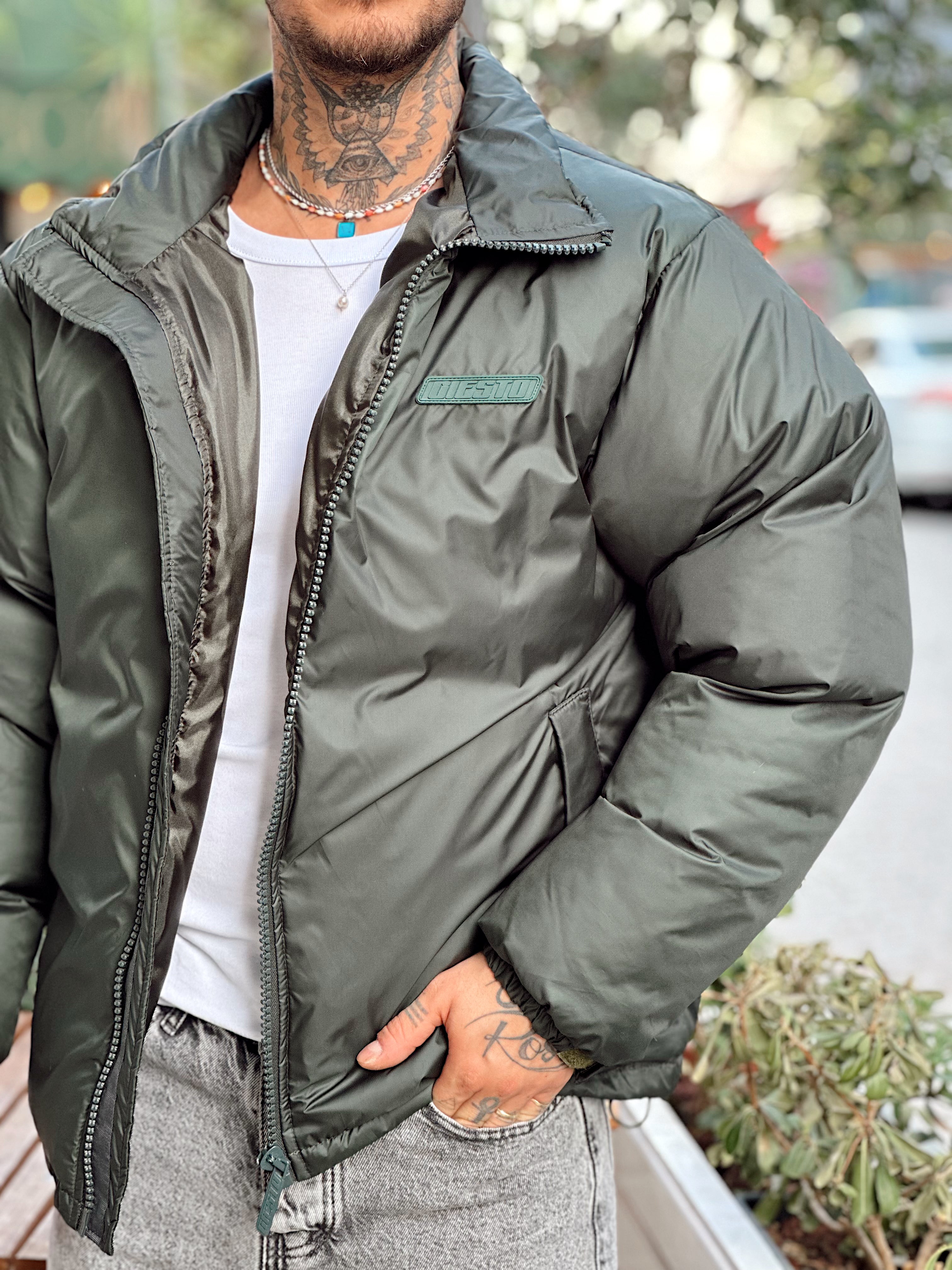 MM4093 - Giesto Oversize Şişme Mont yeşil