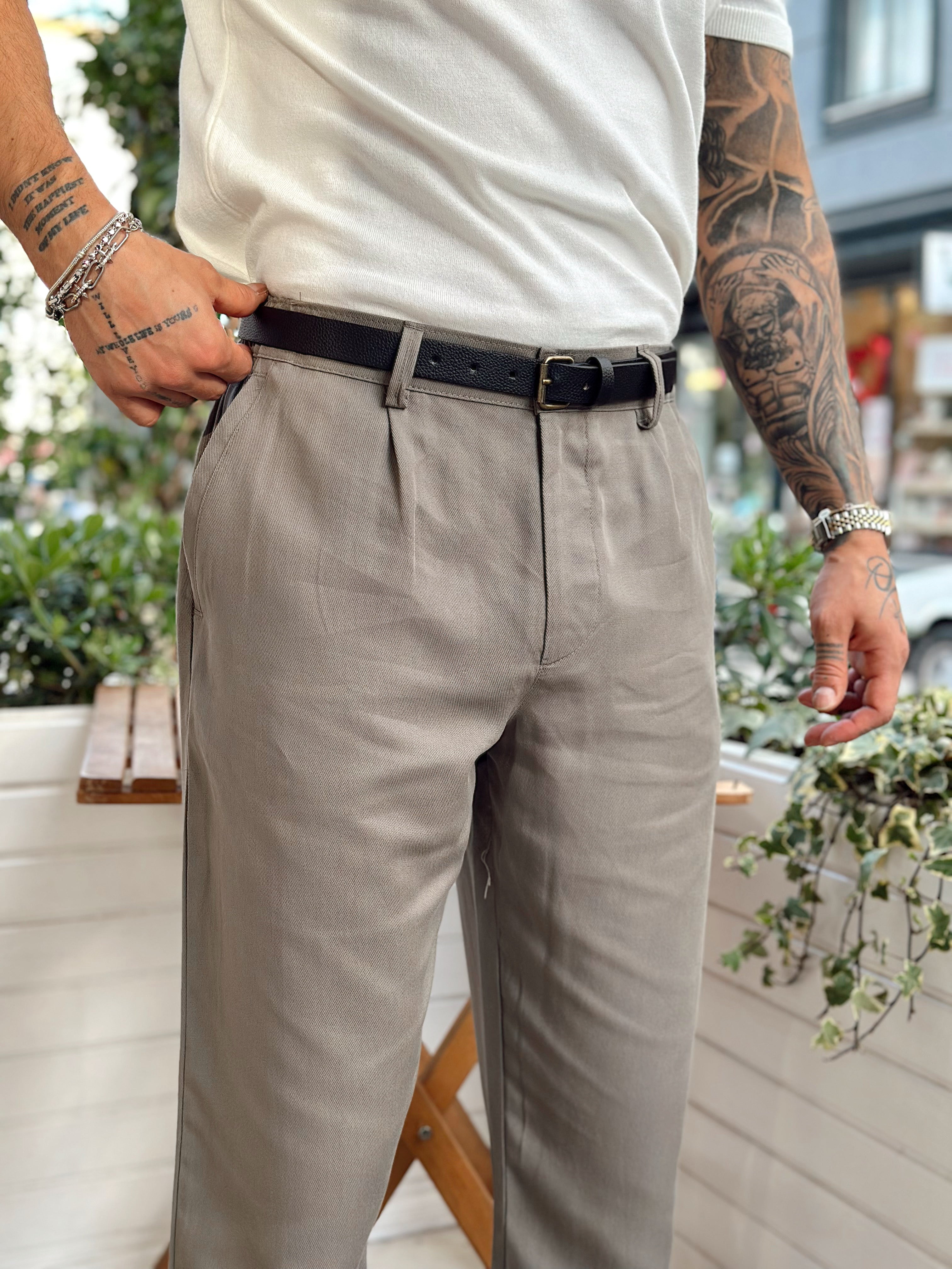 MP2884 - İtalyan Kesim Pileli Gabardin Pantolon yeşil