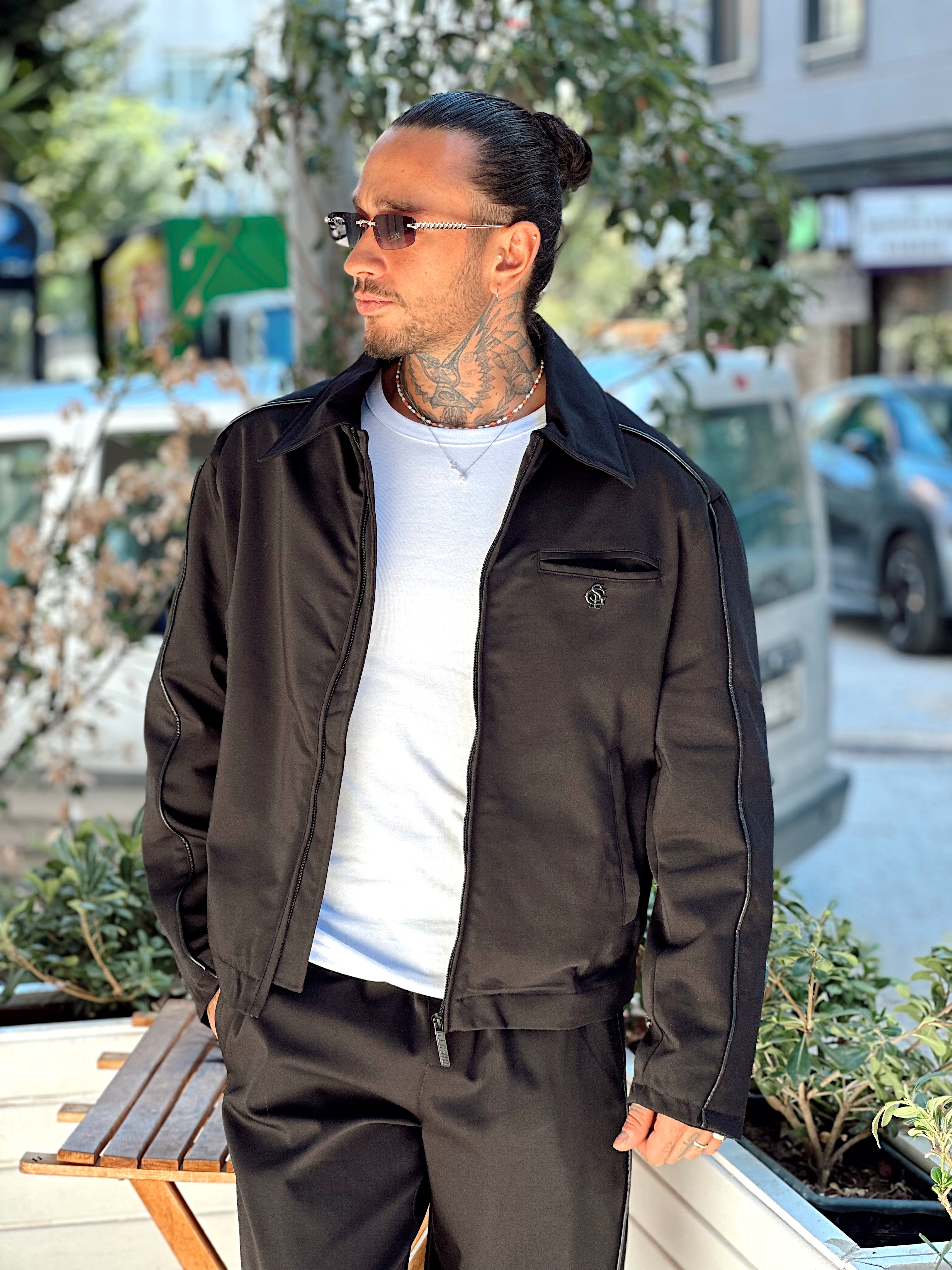 MT4011 - Biyeli Pamuk Ceket Pantolon Takım siyah