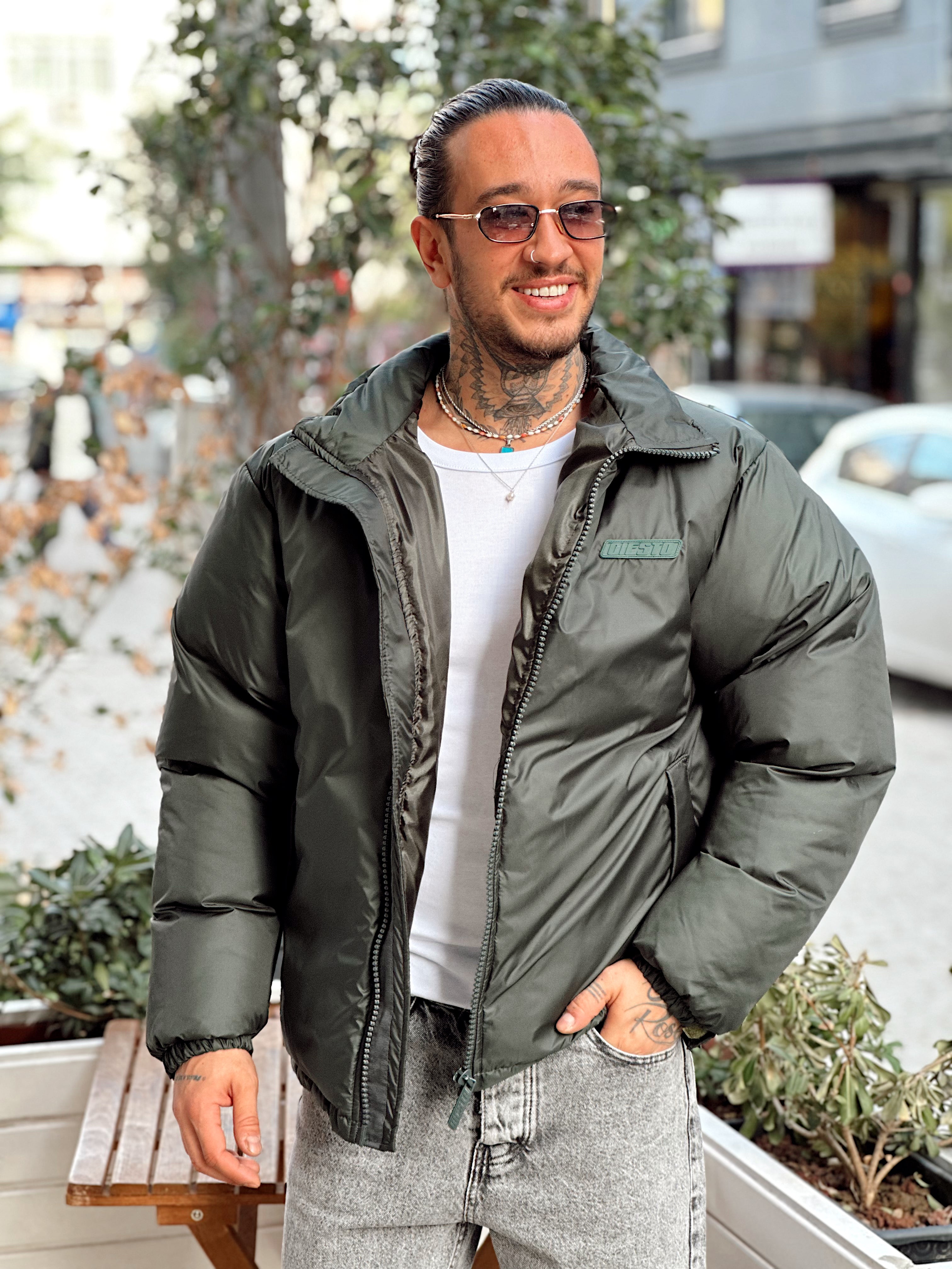 MM4093 - Giesto Oversize Şişme Mont yeşil
