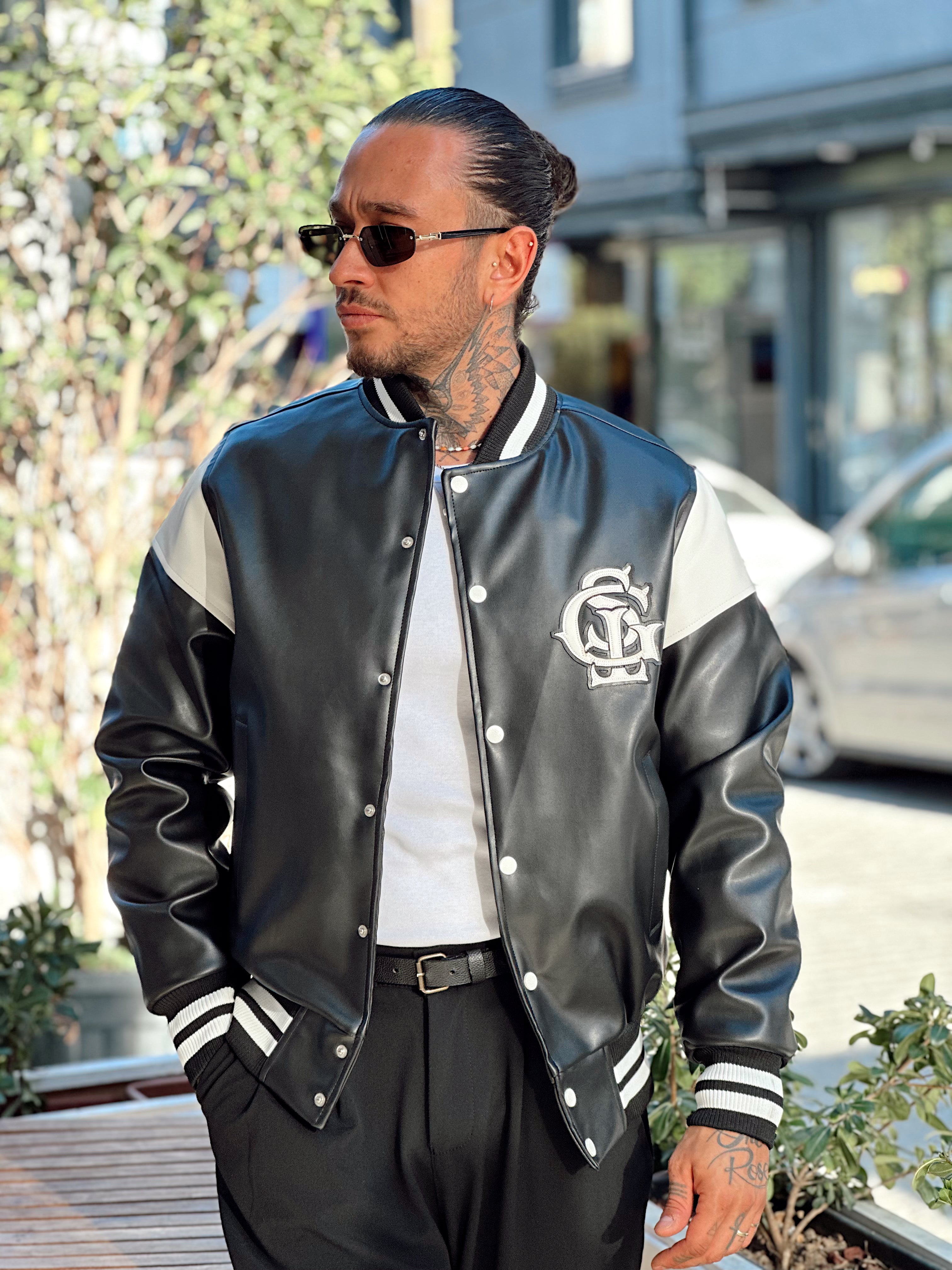 MC4051 - Deri Oversize Kolej Ceket siyah