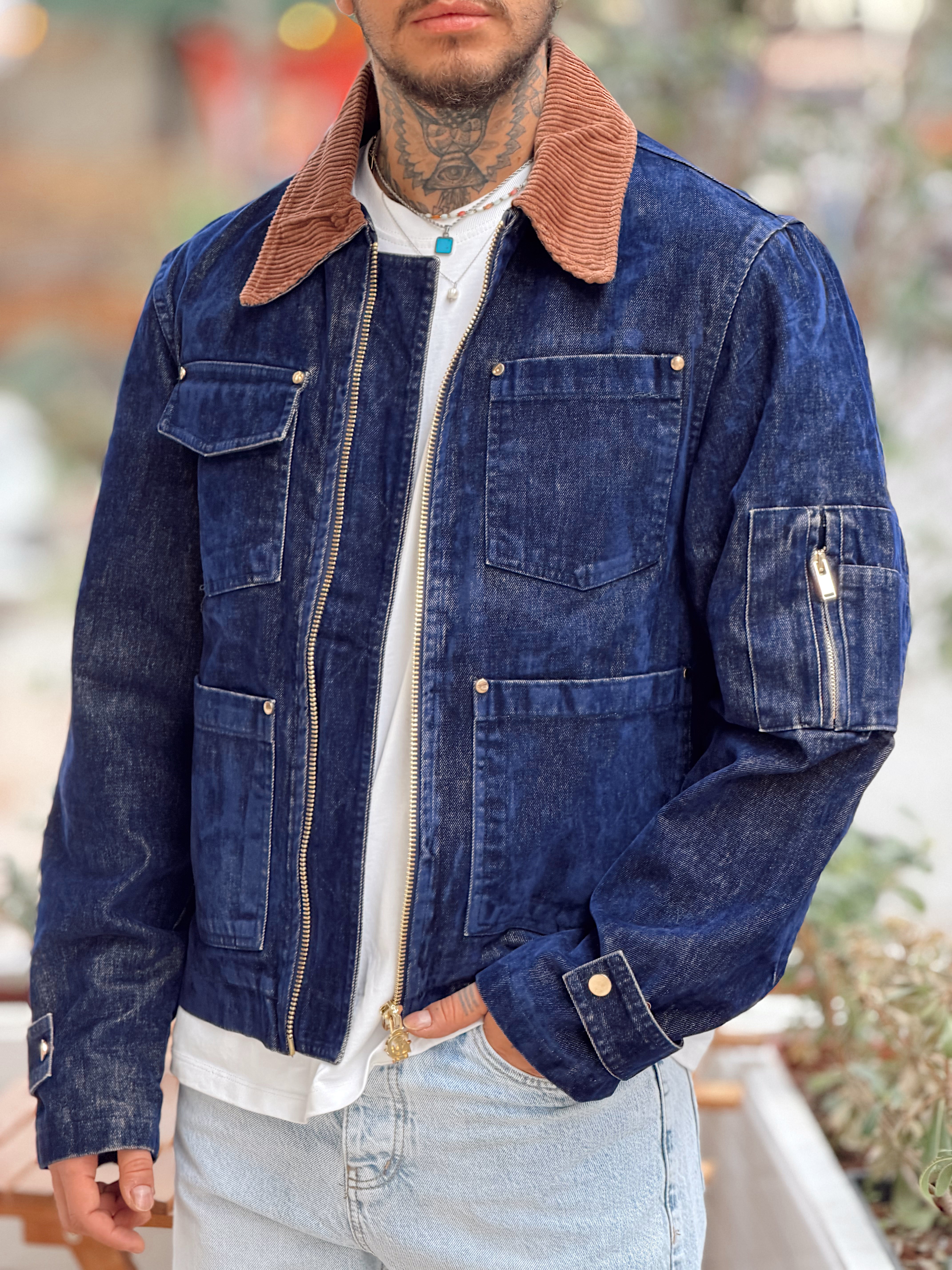 MC4107 - Giesto Çift Renk Cep Detaylı Kadife Ceket laci