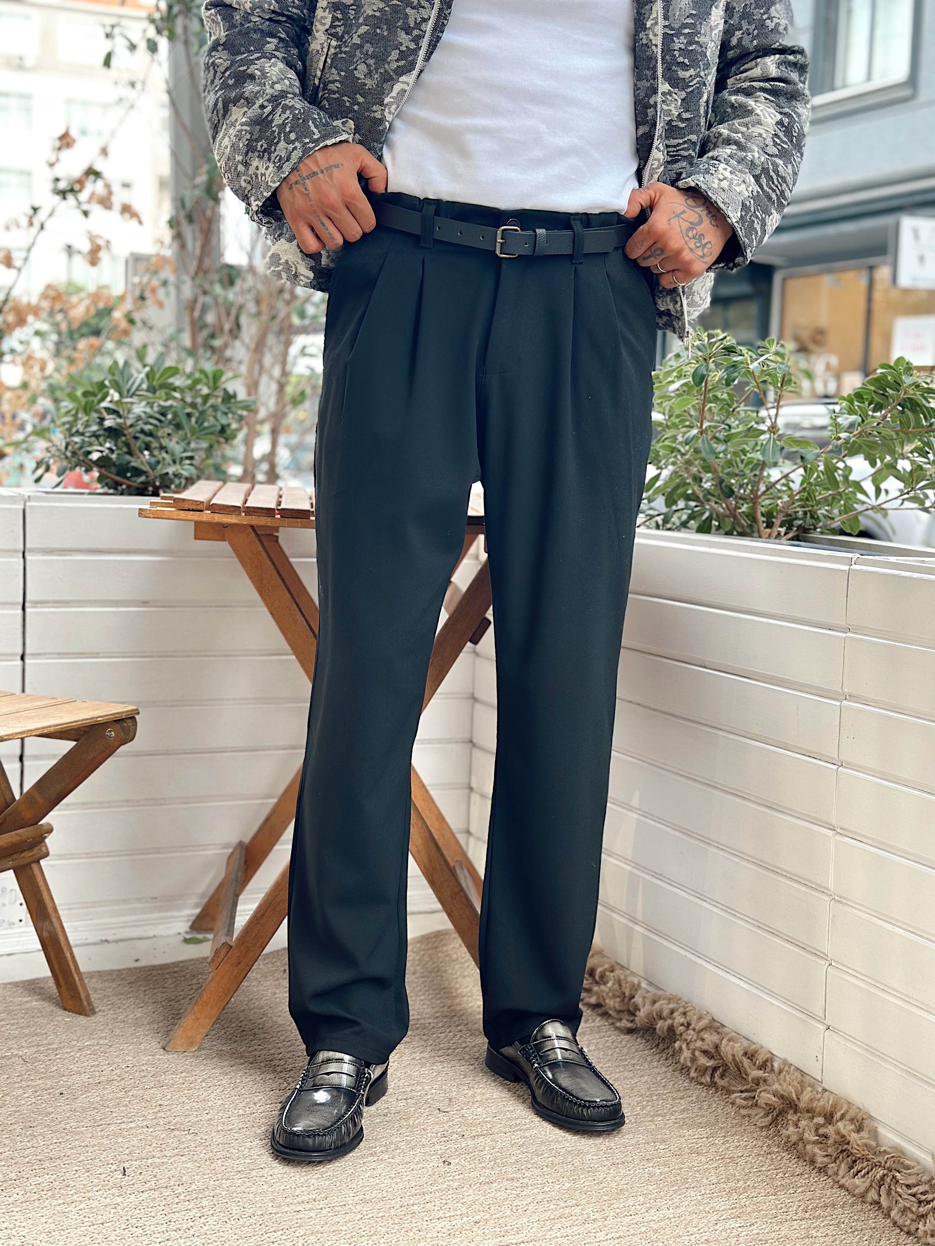 MP4030 - Pileli Baggy Kumaş Pantolon Siyah