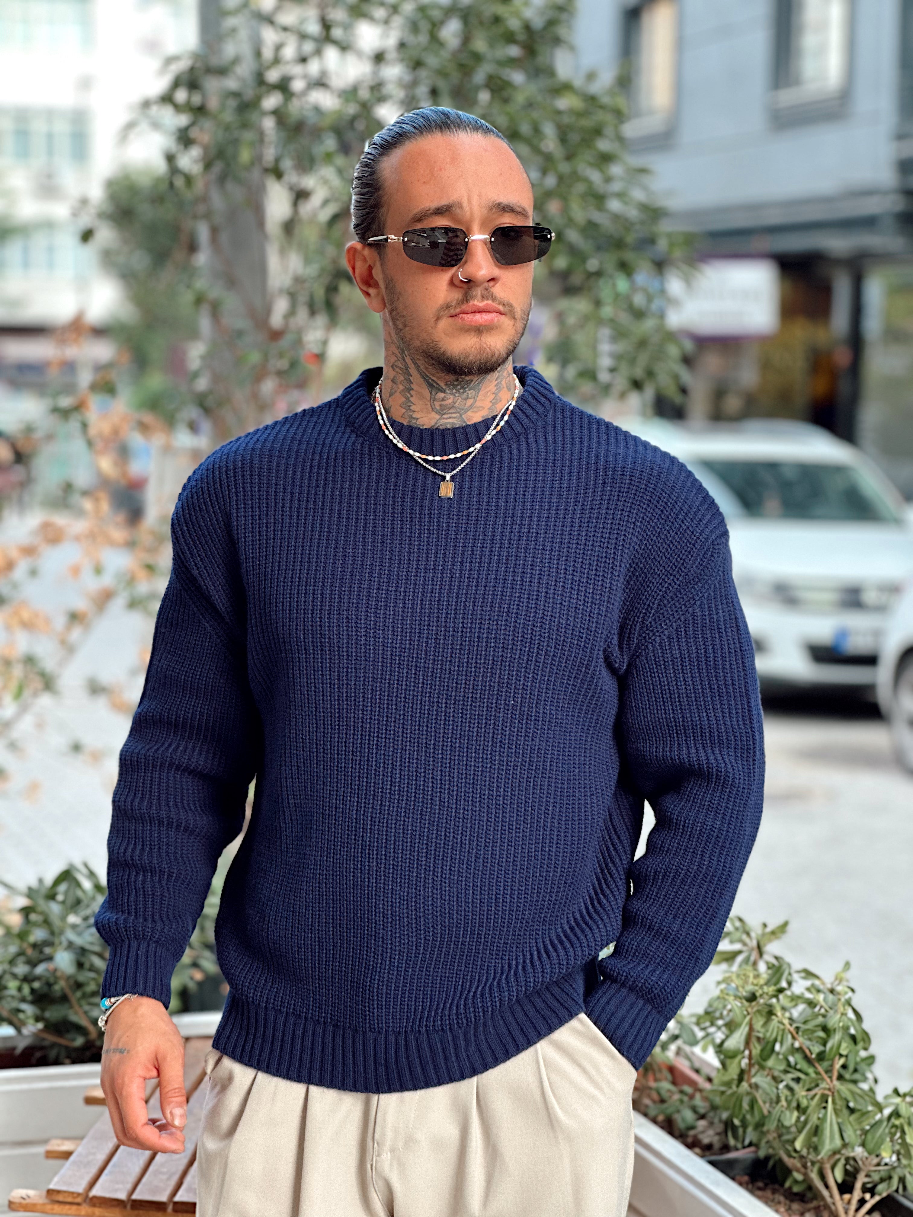 MS4060 - Giesto Oversize Basic Örme Sweatshirt Laci