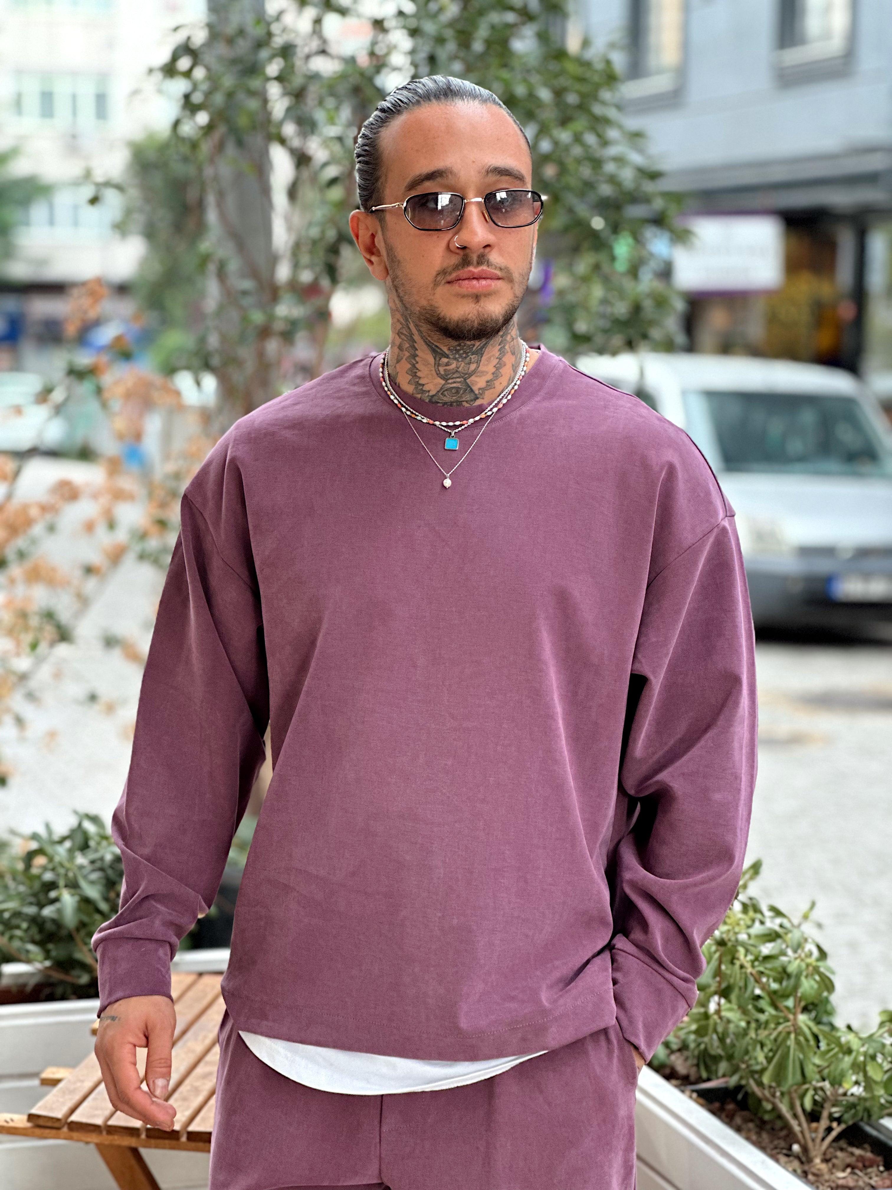 MT4066 - Modal Kumaş Sweatshirt Pantolon Takım bordo