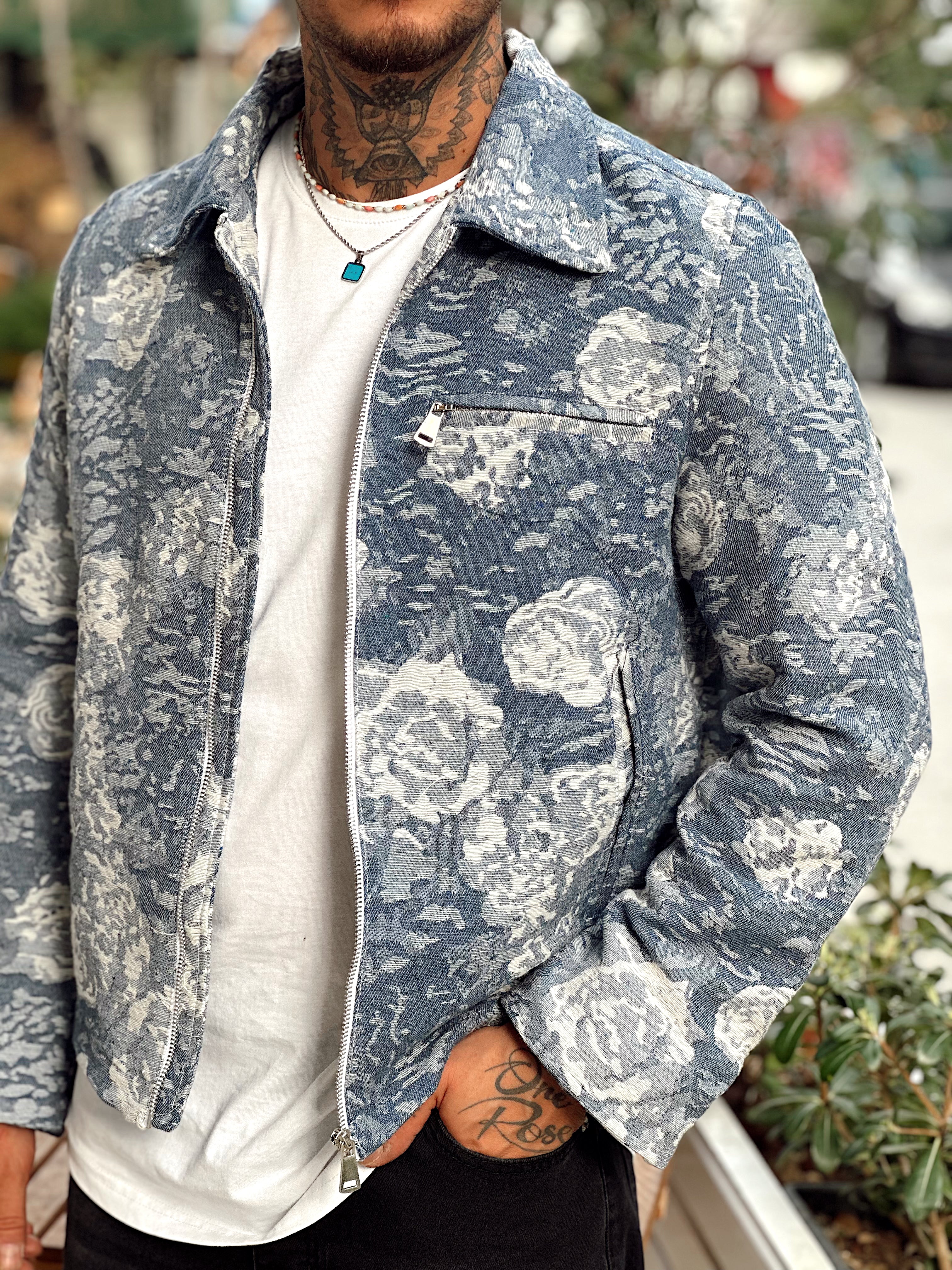 MC4027 - Çift Renk Tek Cepli Ceket mavi