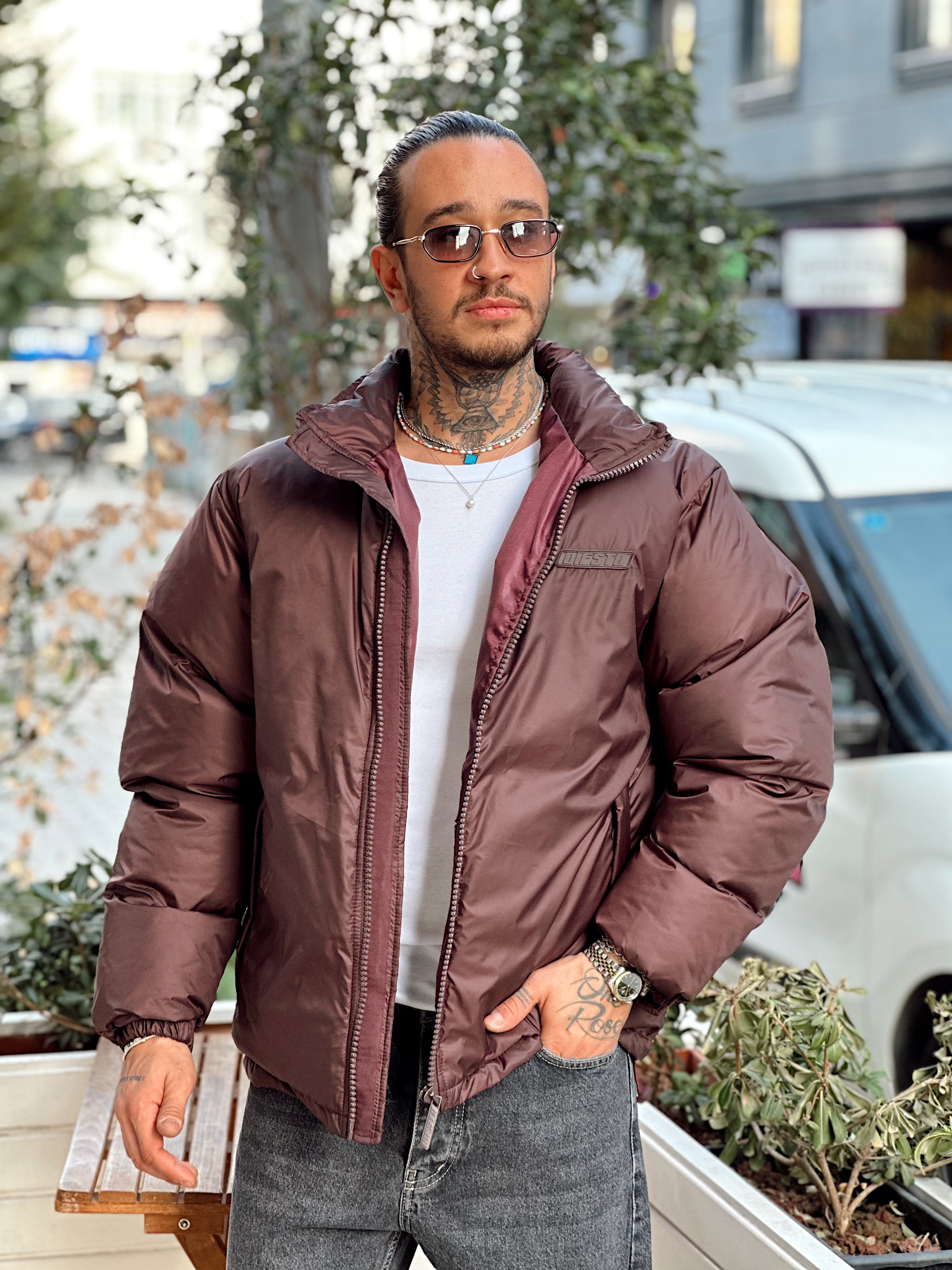 MM4093 - Giesto Oversize Şişme Mont bordo
