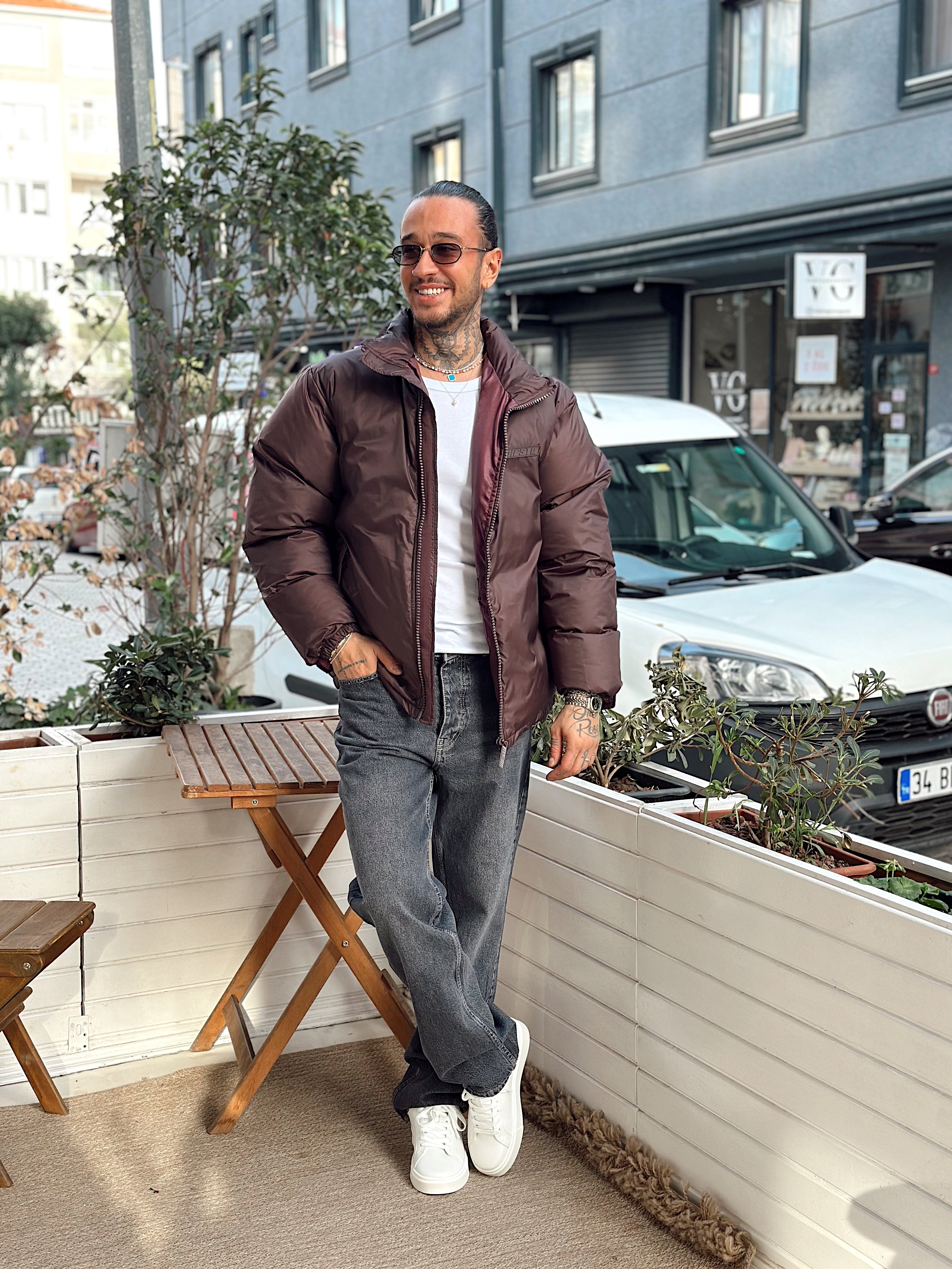 MM4093 - Giesto Oversize Şişme Mont bordo