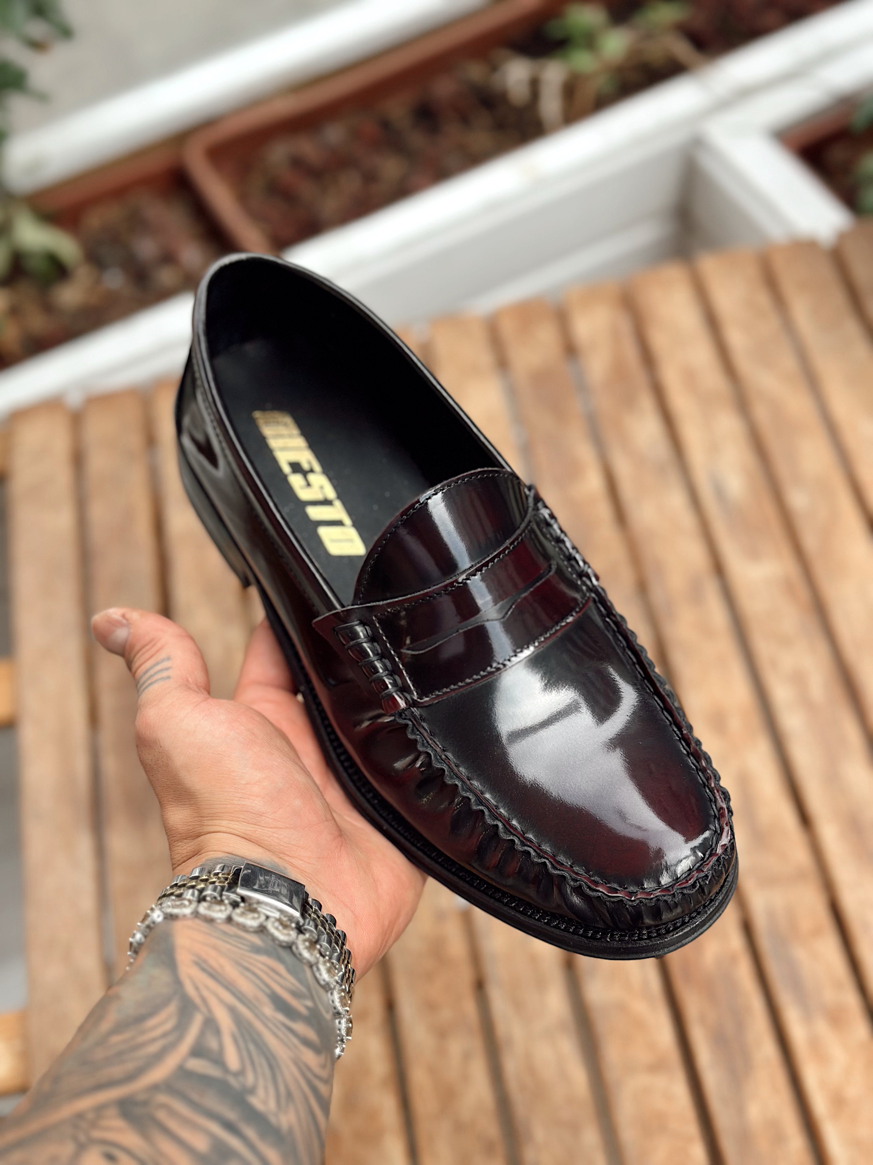 MA4031 - %100 Deri Loafer Ayakkabı Bordo