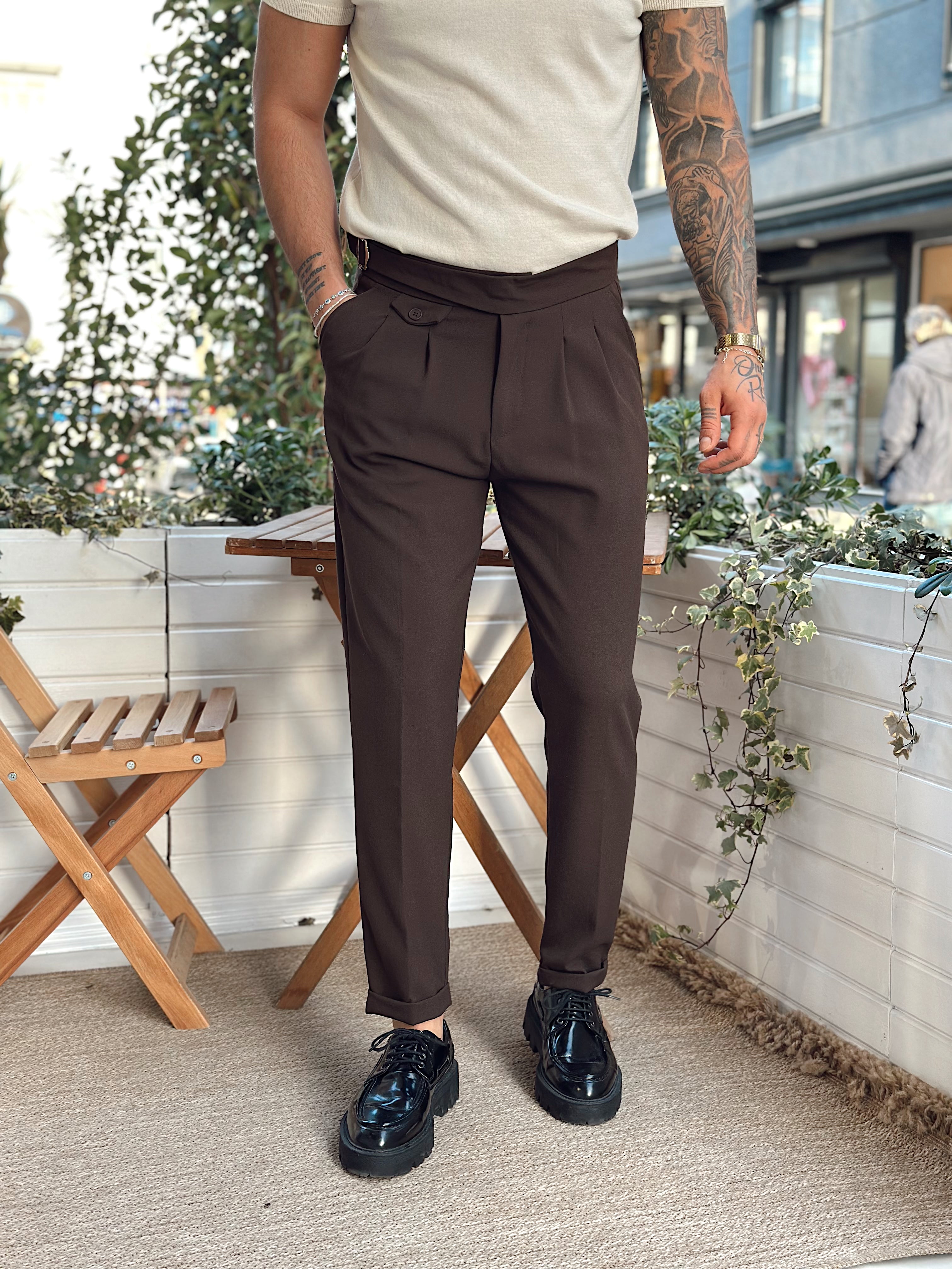 MP2645 - Duble Paça İtalyan Kesim Pantolon Kahve