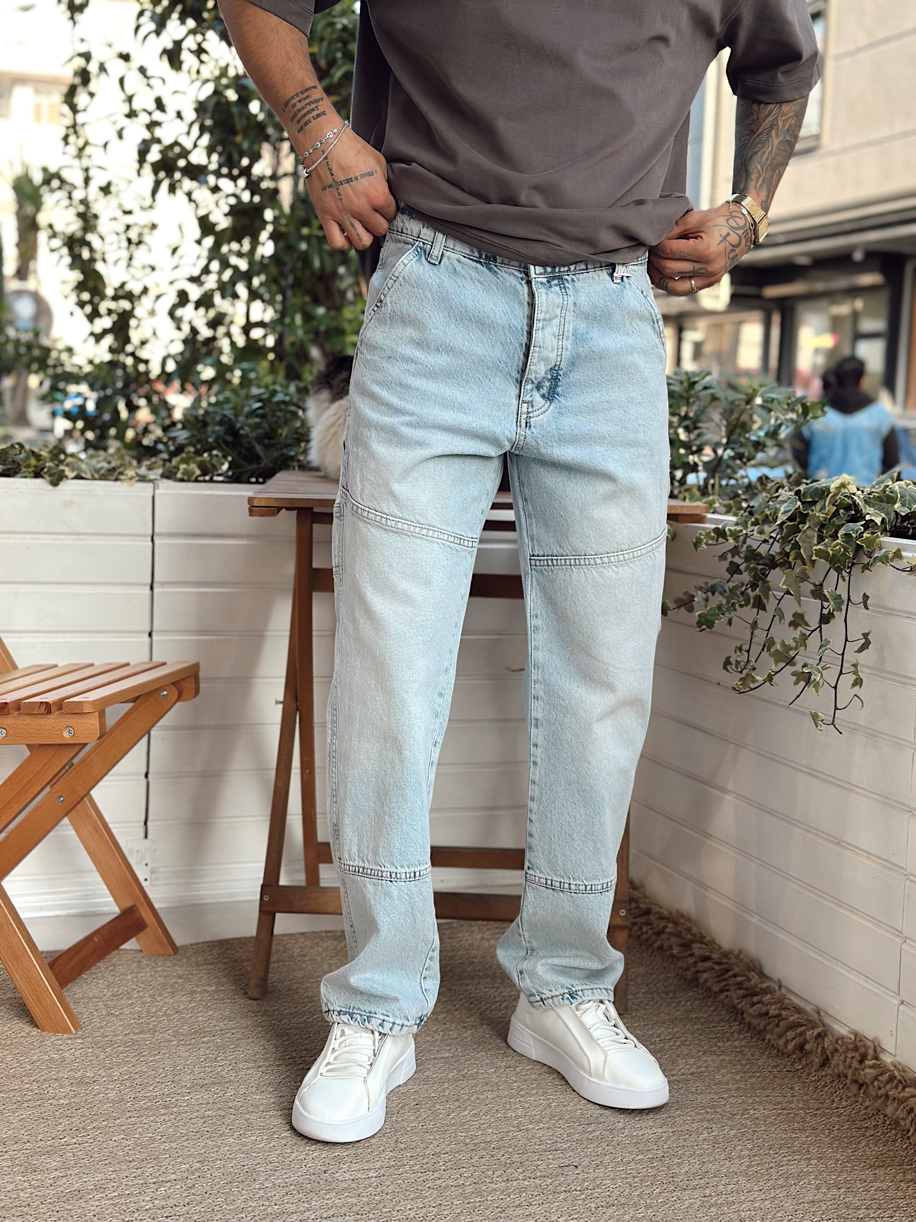MP2732 - Pens Detaylı Baggy Pantolon Mavi