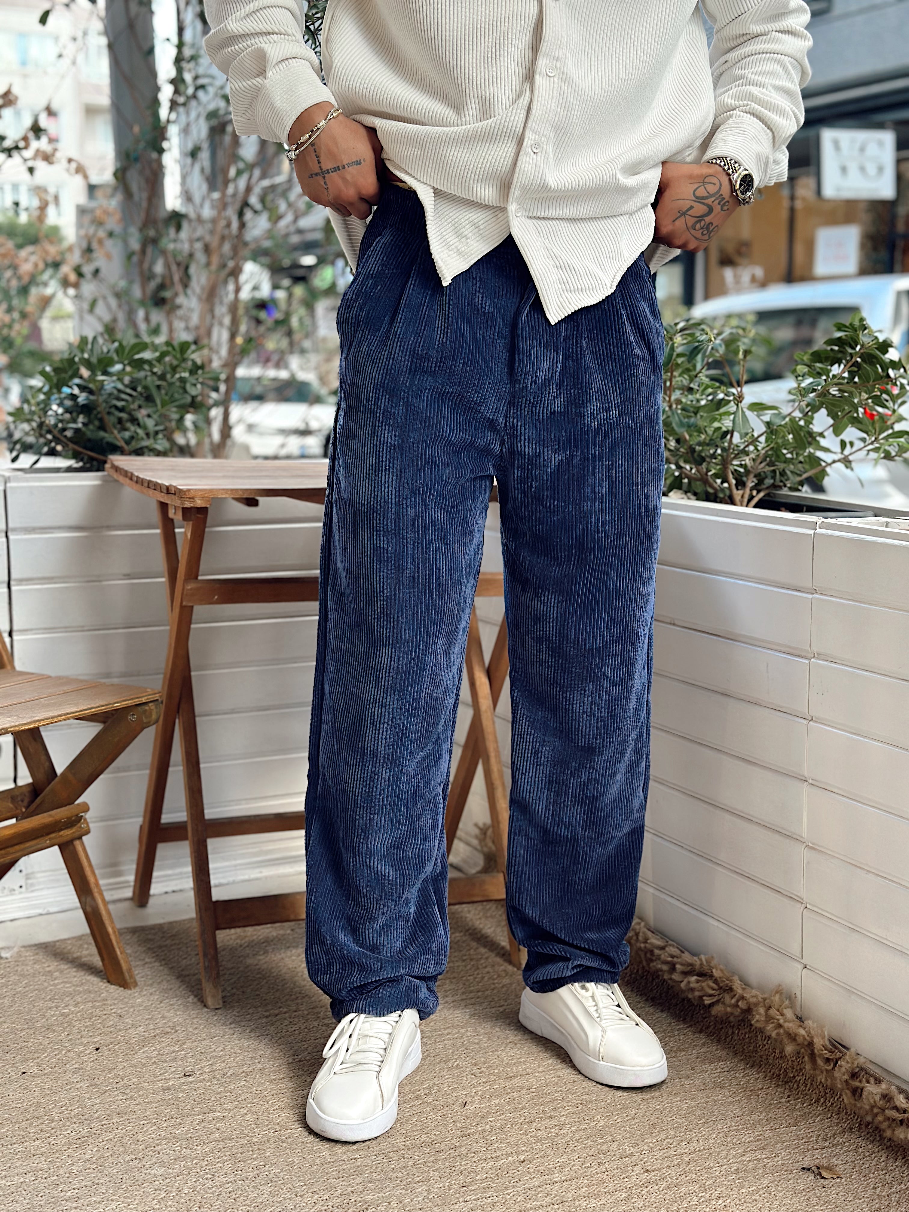 MP4032 - Pileli Baggy Kadife Pantolon laci