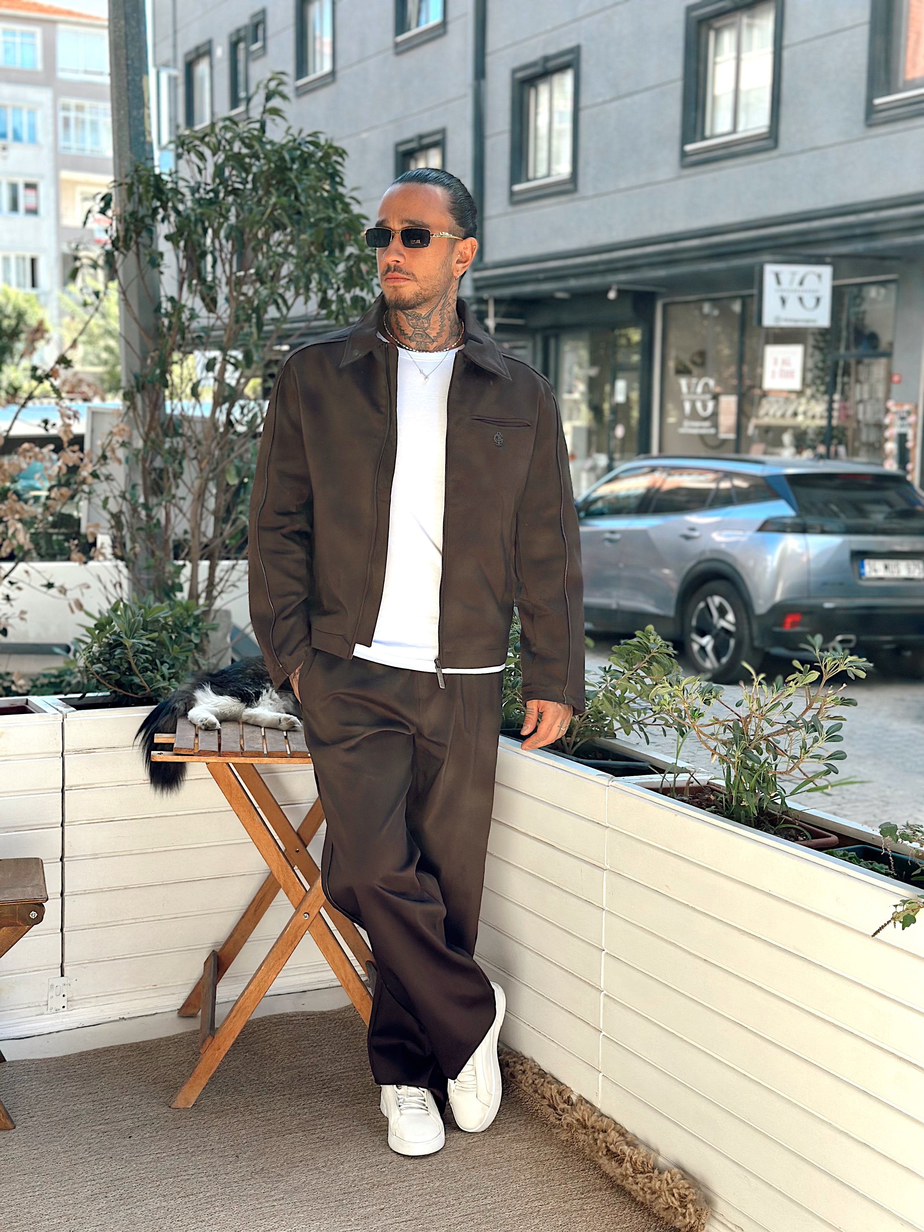 MT4011 - Biyeli Pamuk Ceket Pantolon Takım kahve