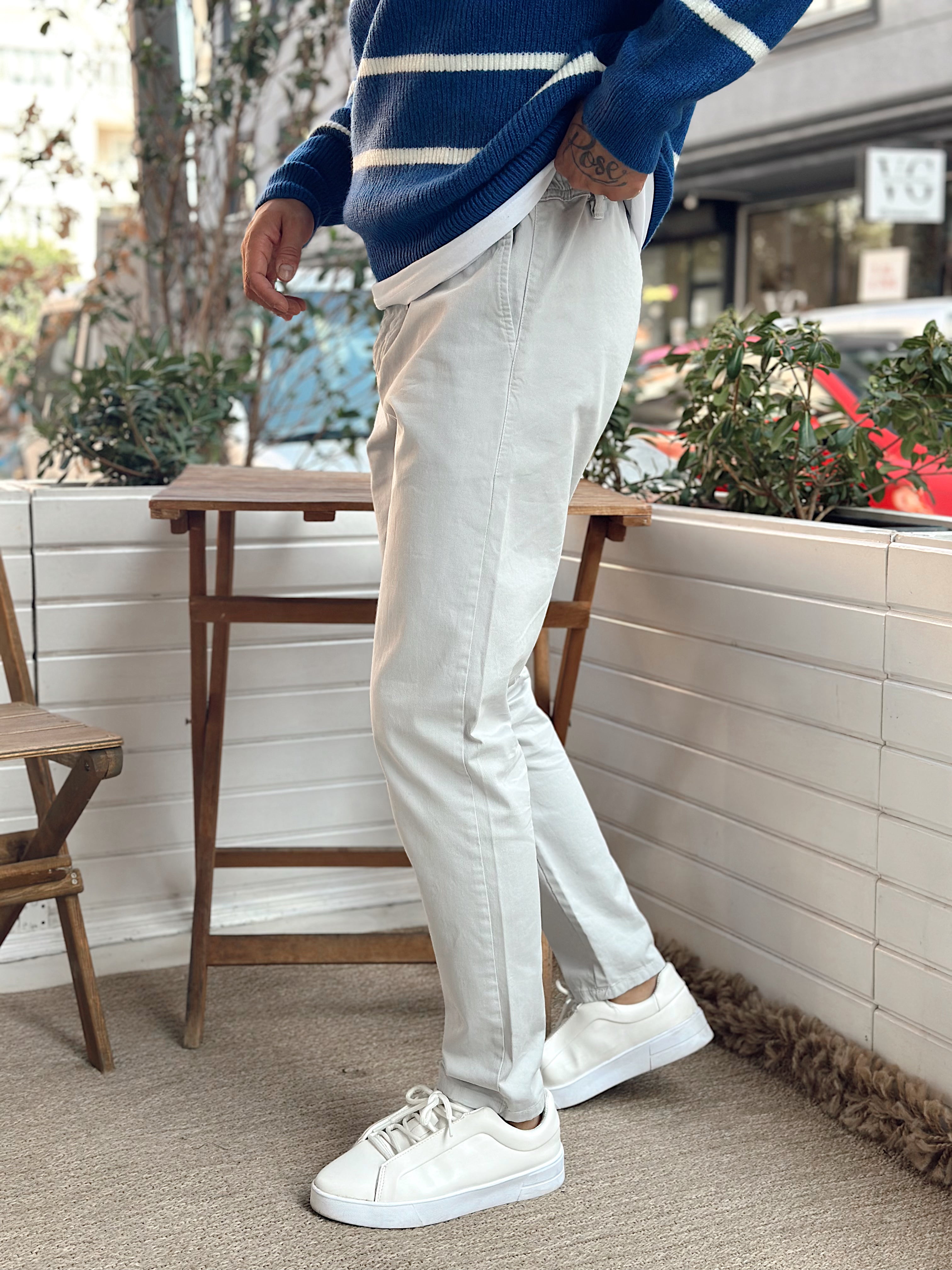 MP4048 - İtalyan Kesim Beli İpli Gabardin Pantolon gri