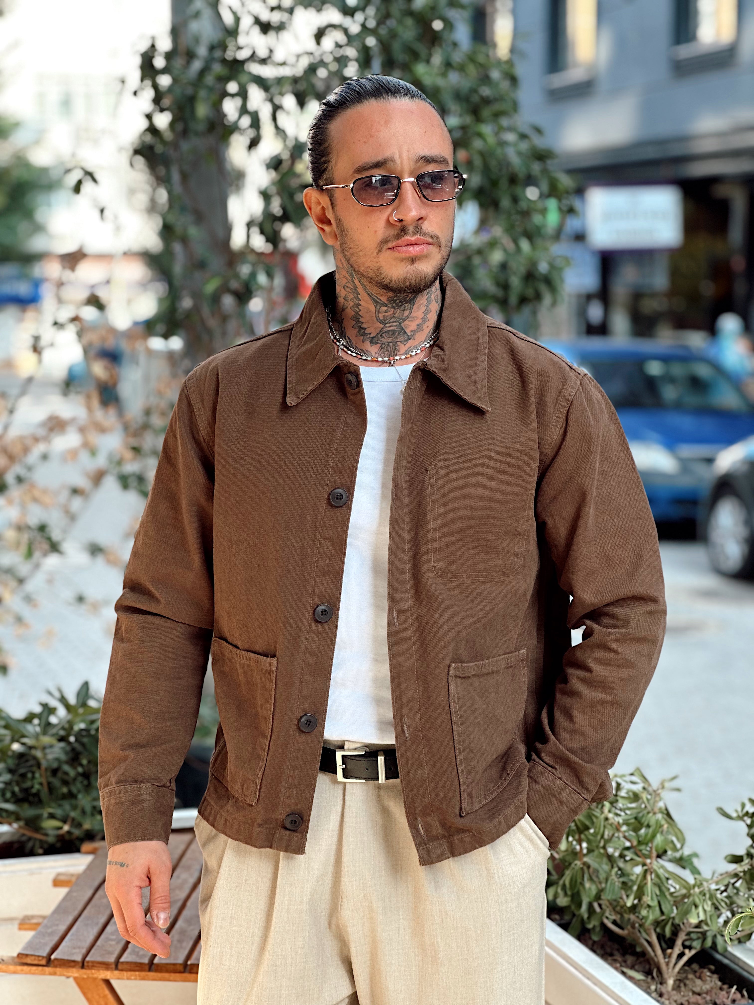 MC4076 - Cep Detaylı Basic Gabardin Ceket kahve
