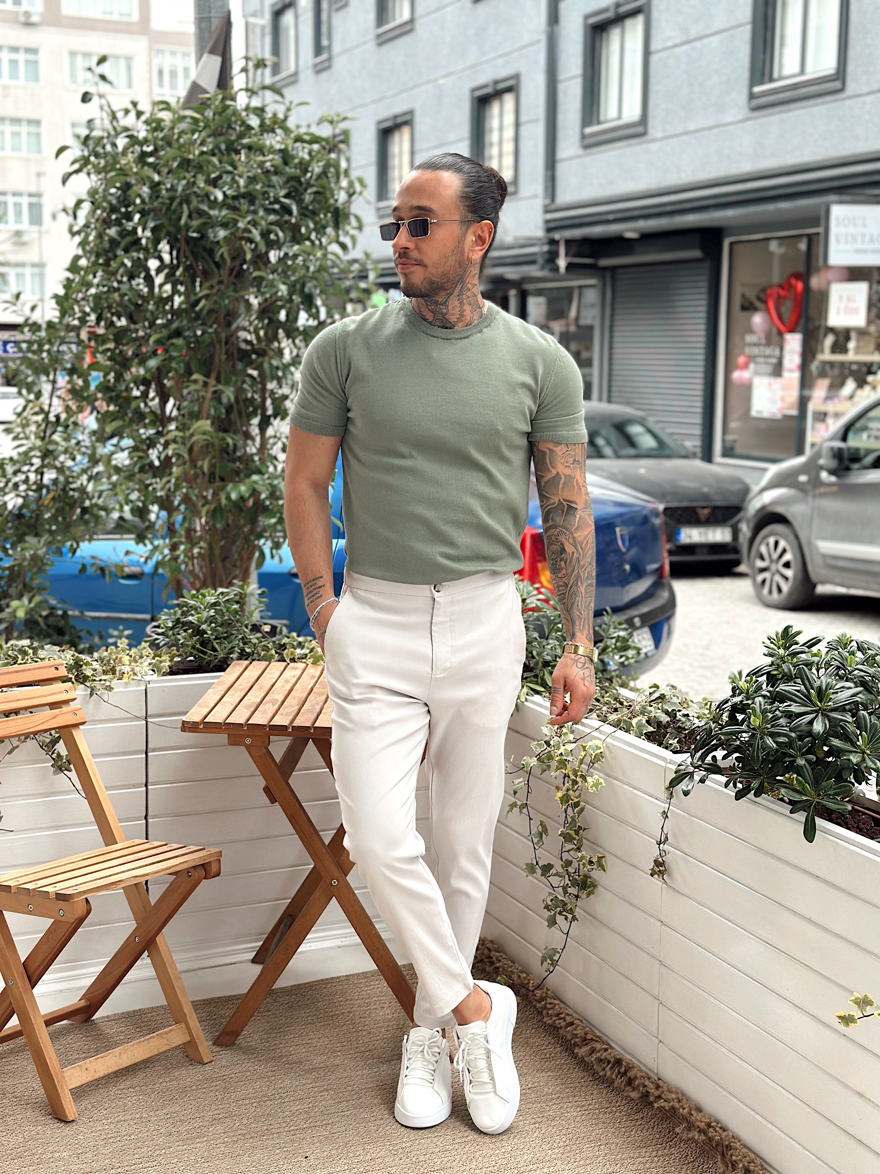 MT2572 - Basic Bisiklet Yaka Triko T-Shirt yeşil