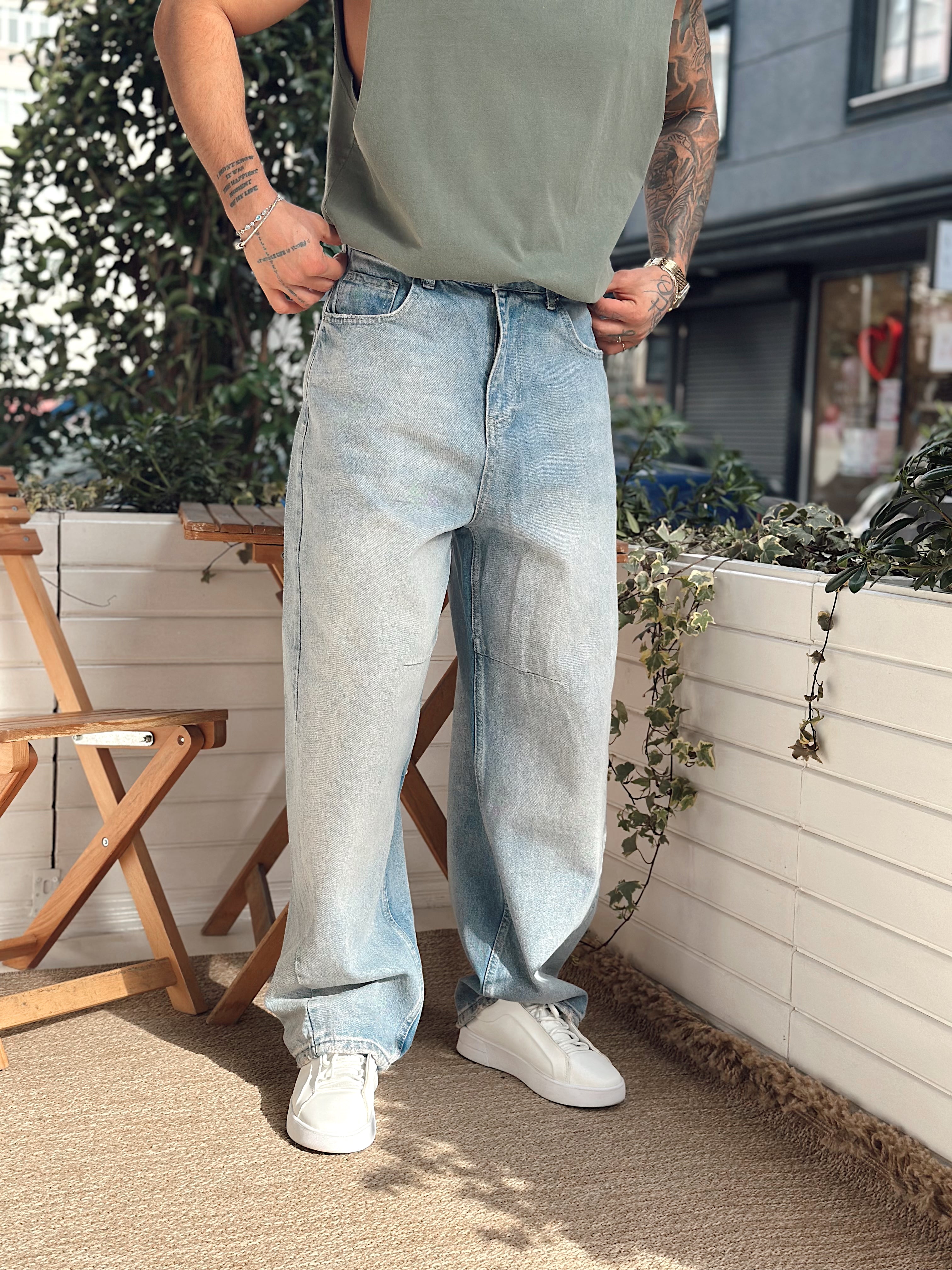 MP2664 - Ekstra Bol Kalıp Baggy Kot Pantolon açık