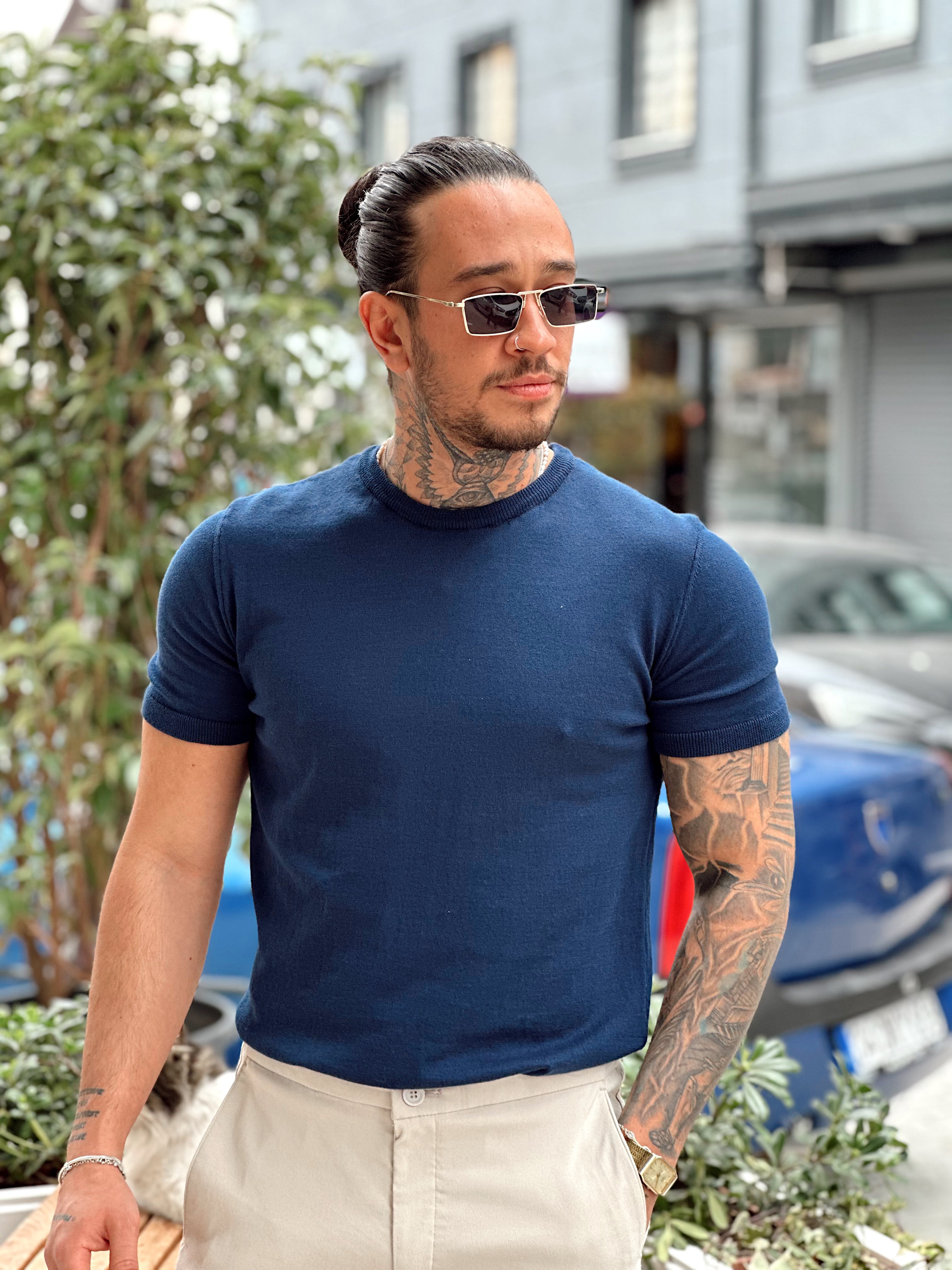 MT2573 - Basic Bisiklet Yaka Triko T-Shirt laci