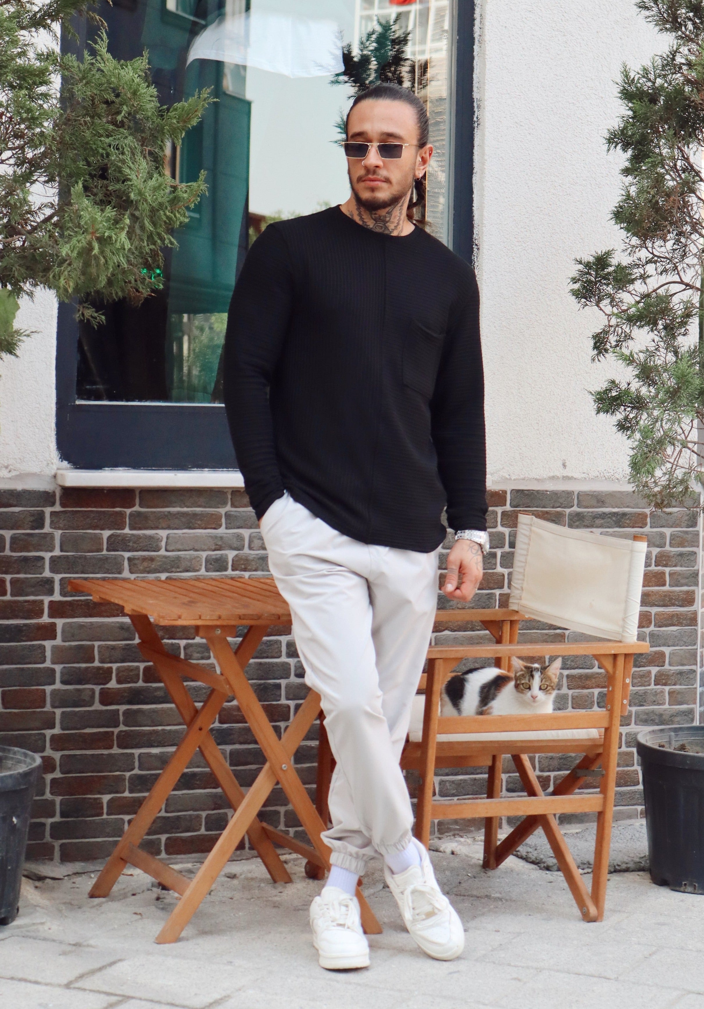 MS1591 - Breezy Kumaş Detaylı Basic Triko